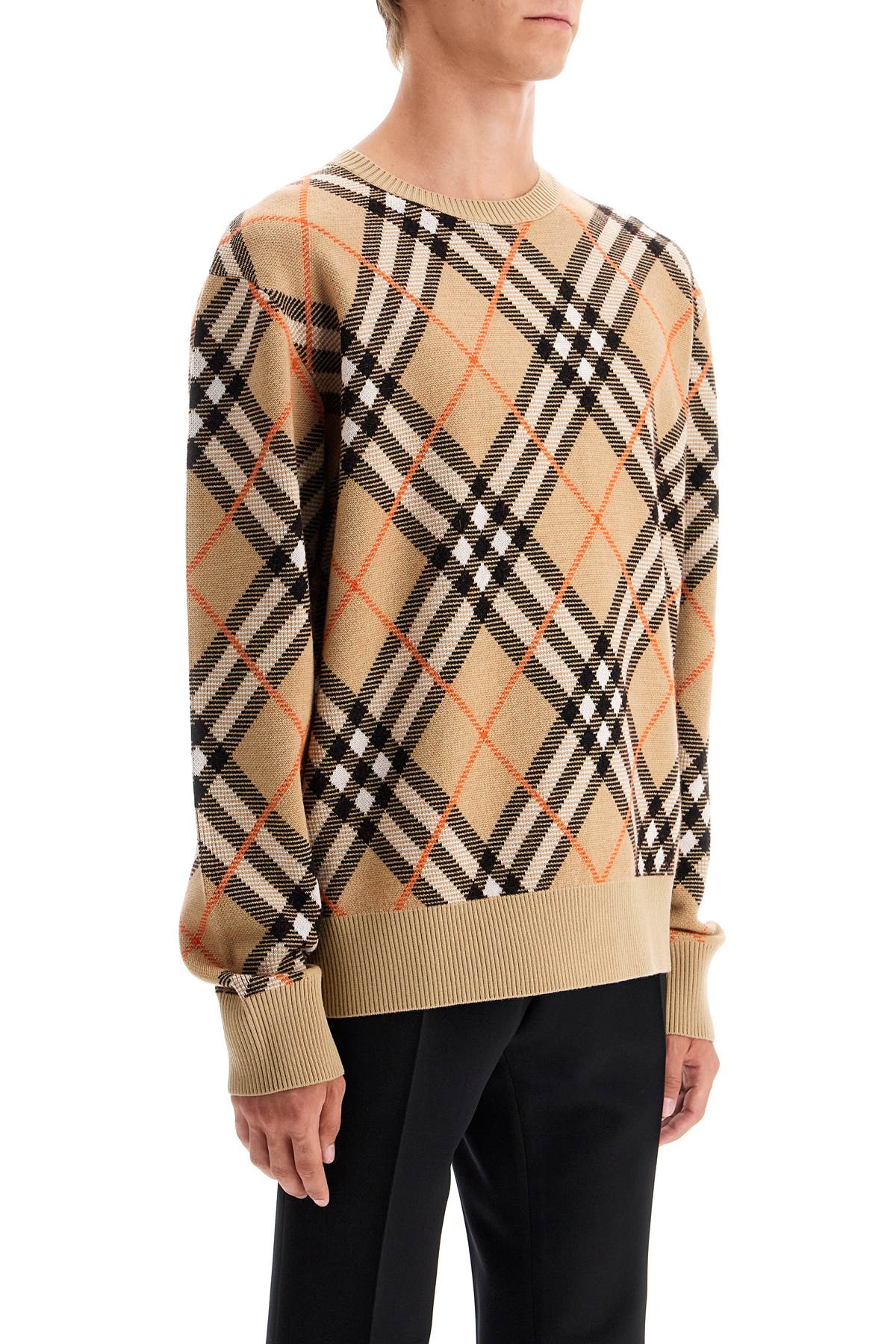 Shop Burberry Ered Wool And Mohair Pullover Sweater In Beige