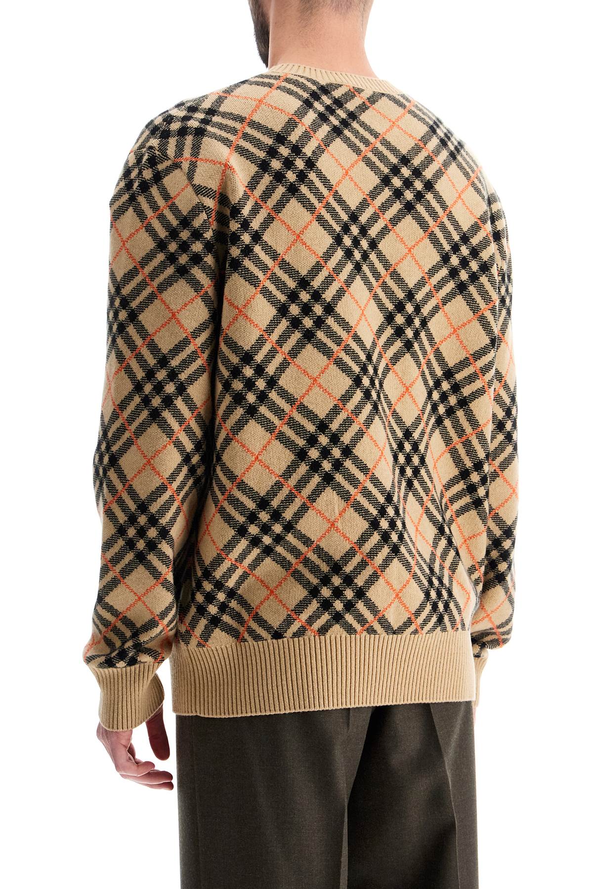 Shop Burberry Cashmere Check Pullover Swe In Beige