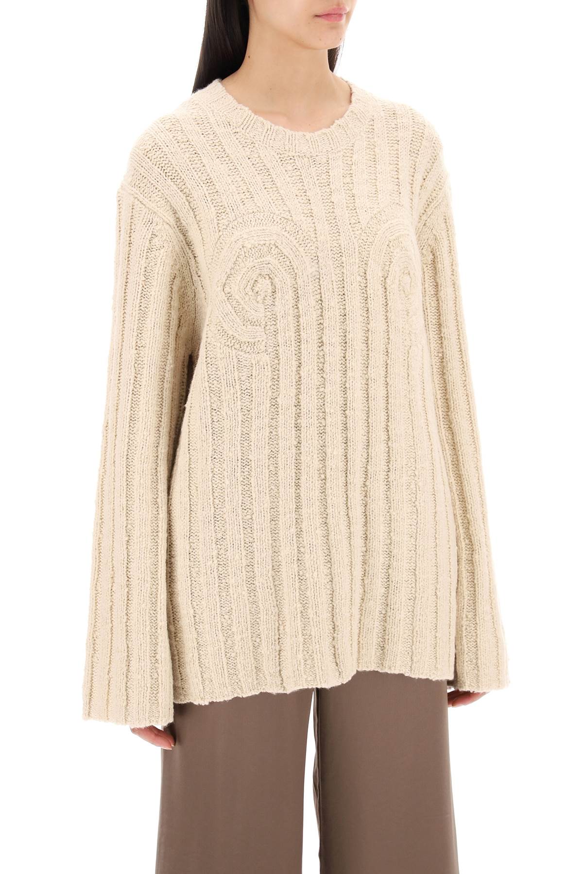 Shop By Malene Birger "cirra Ribbed Knit Pul In Beige