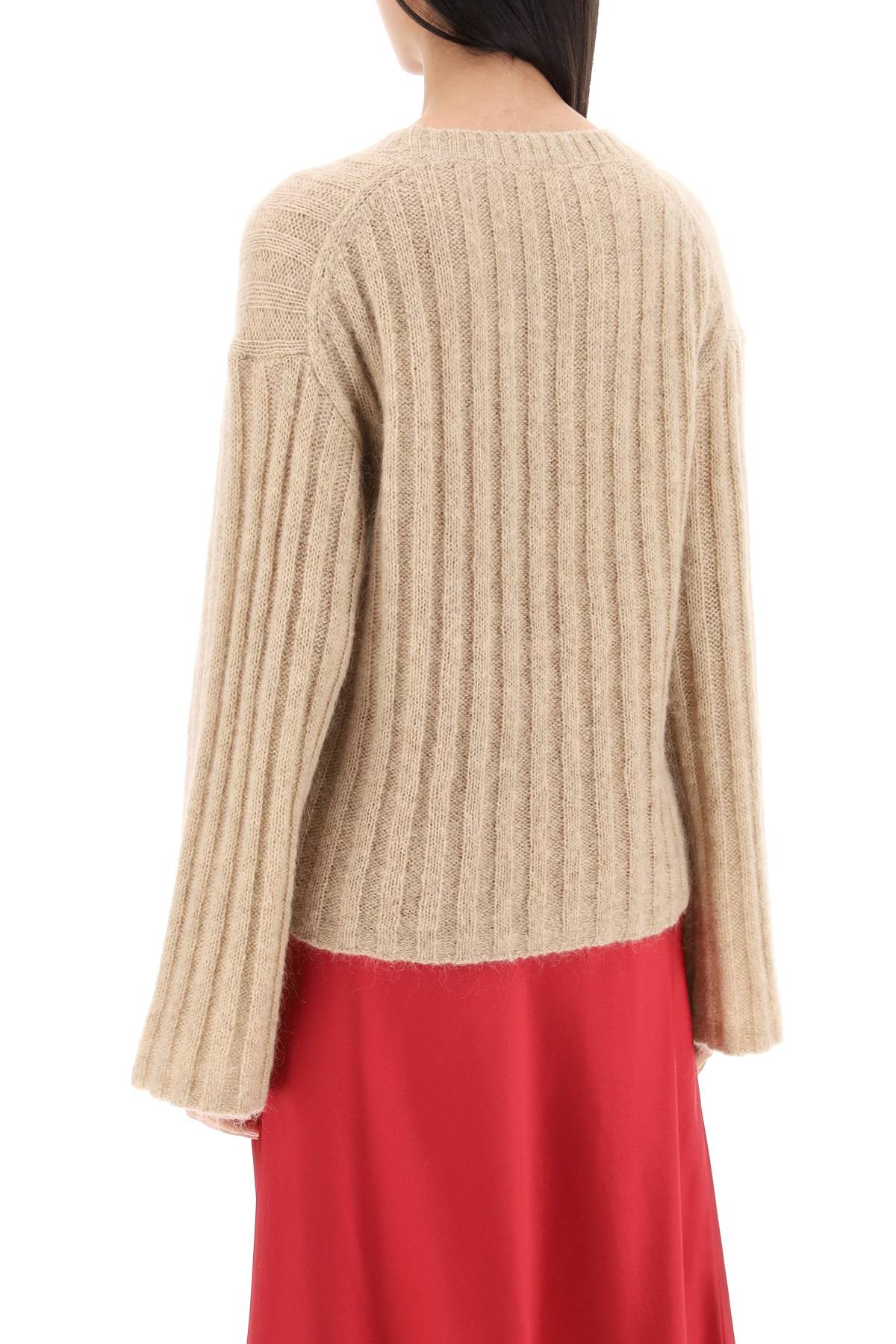 Shop By Malene Birger Ribbed Knit Pullover Sweater In Beige