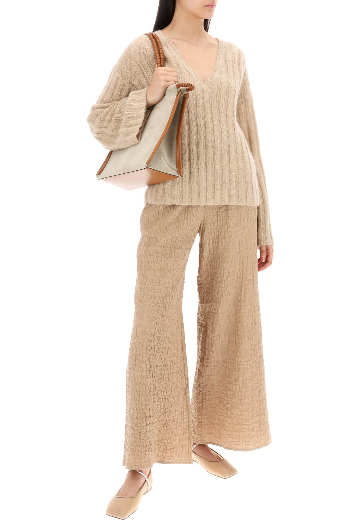 Shop By Malene Birger Cimone Sweater In Flat-ribbed Knit In Beige