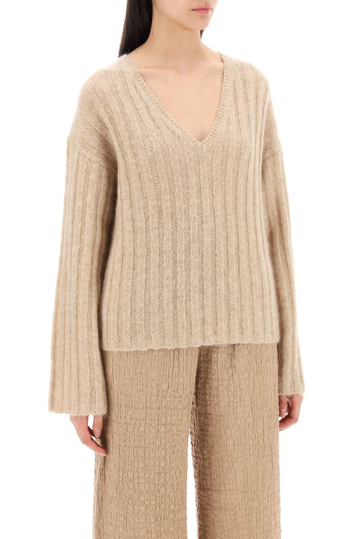 Shop By Malene Birger Cimone Sweater In Flat-ribbed Knit In Beige