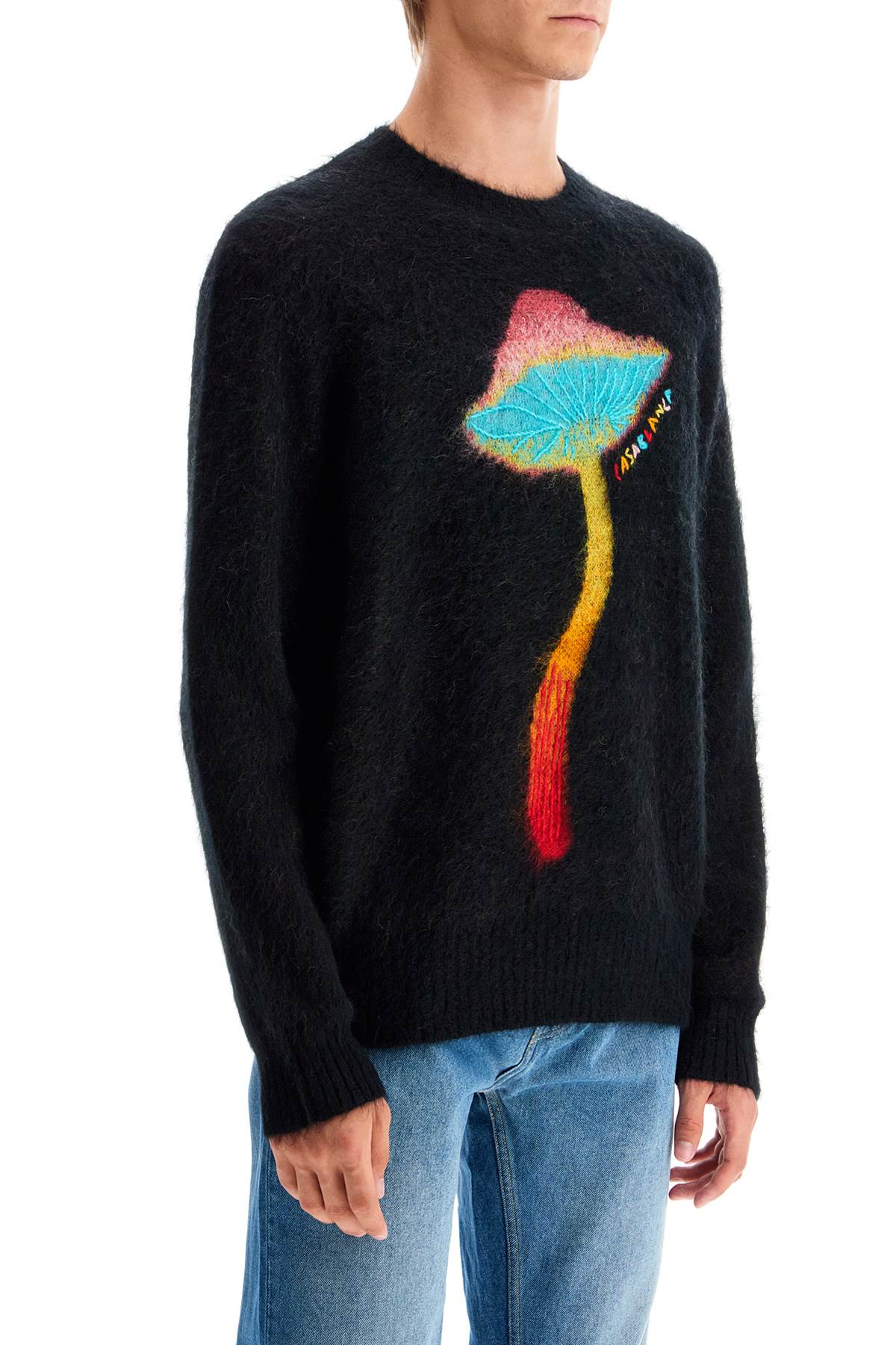 Shop Casablanca Rainbow Mushroom Sweater In Black