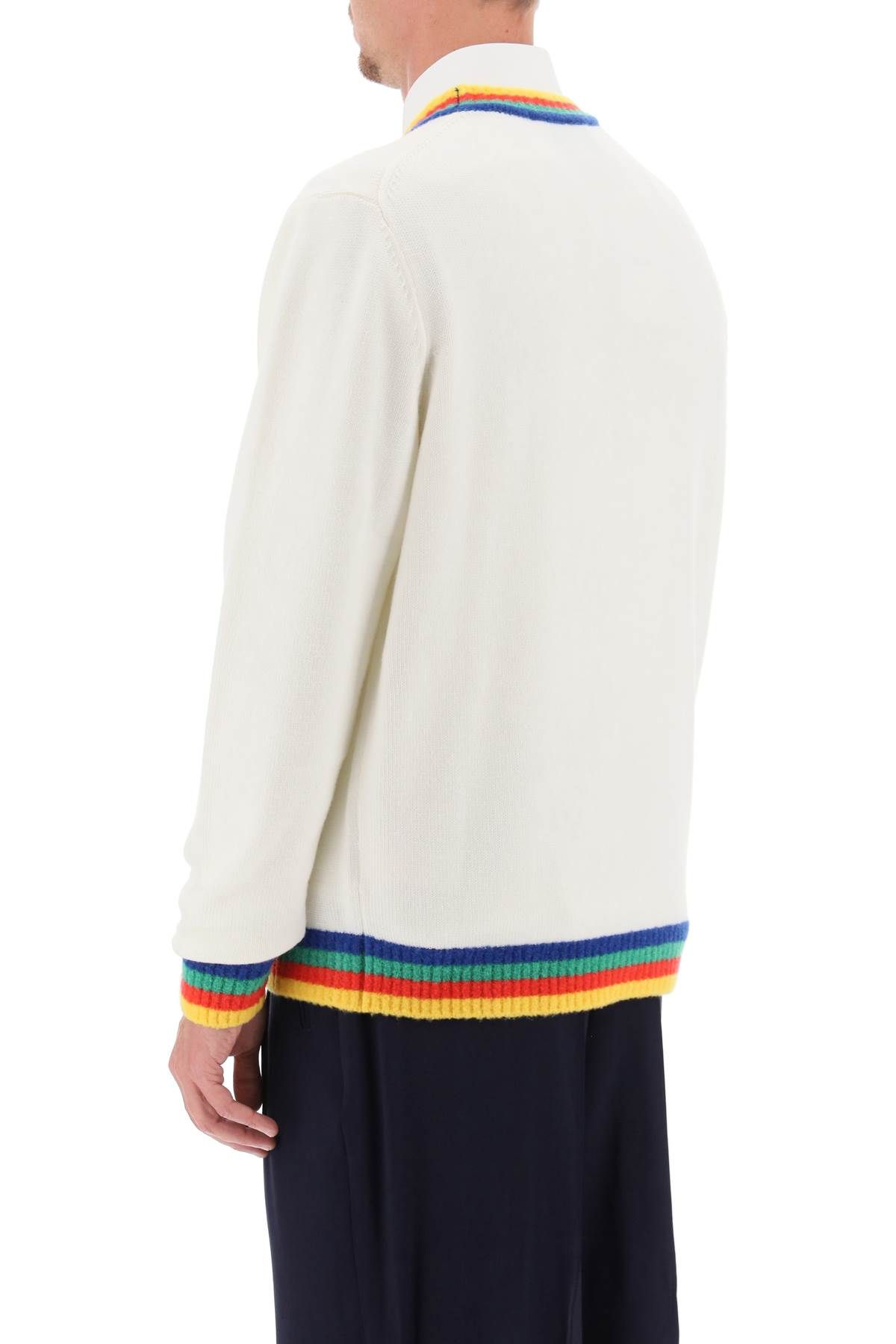 Shop Casablanca Rainbow Heart Virgin Wool Sweater In White