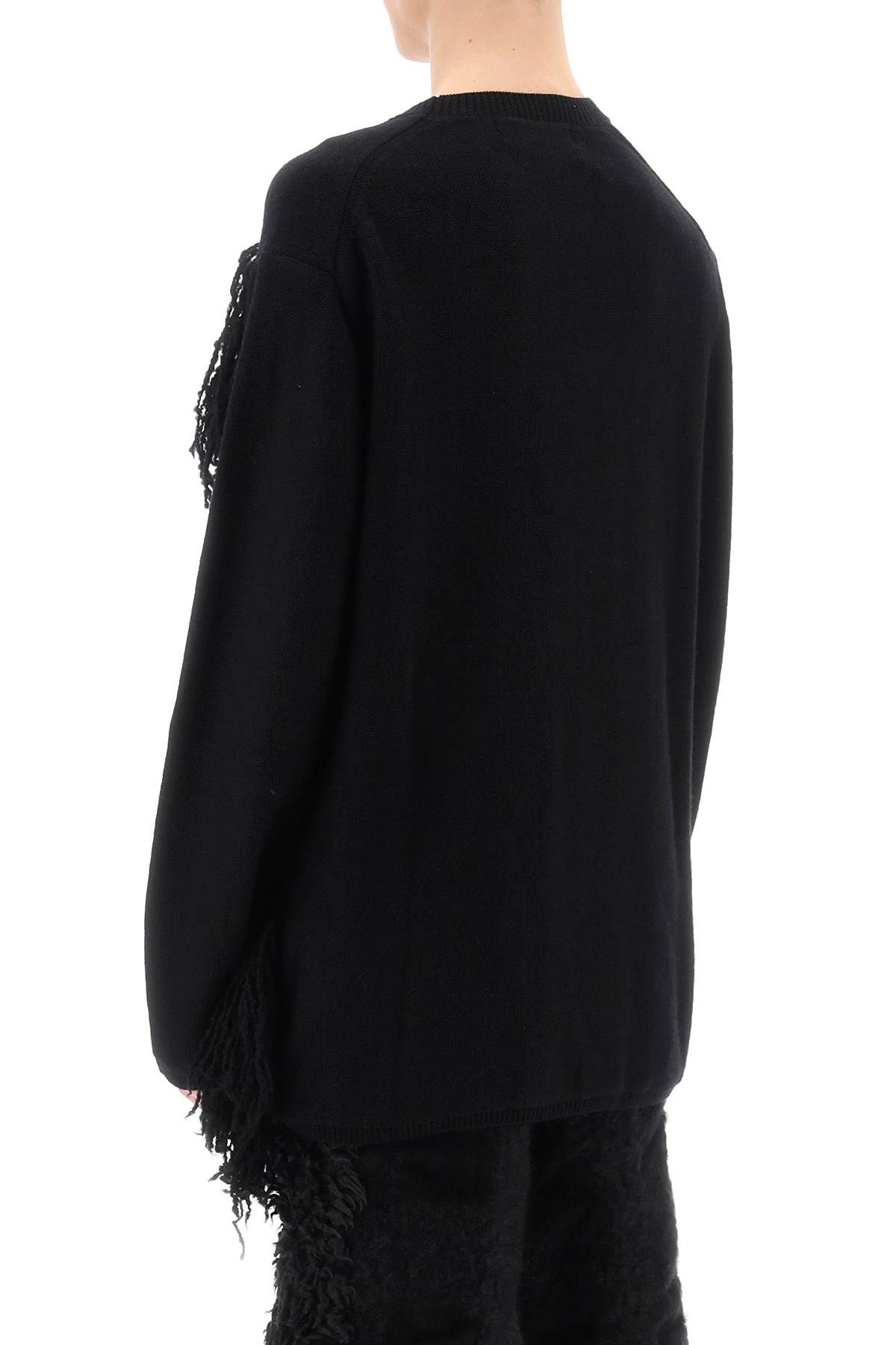 Shop Comme Des Garçons Homme Deux Wool Sweater With Fringes In Black
