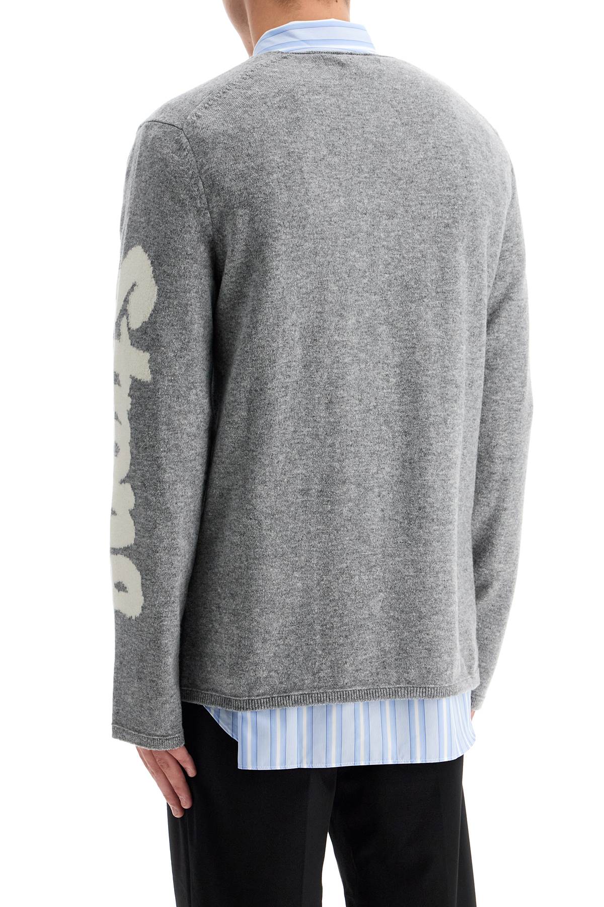 Shop Comme Des Garçons Shirt Wool Jacquard Pul In Grey