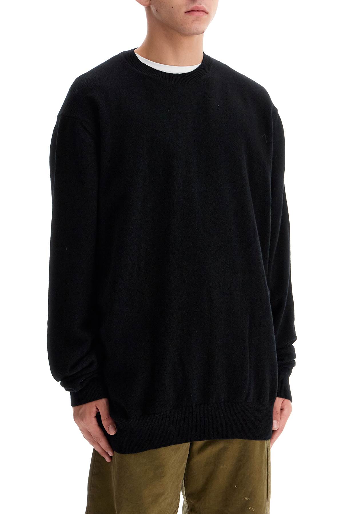 Shop Comme Des Garçons Shirt Wool Yarn Pullover Sweater In Black