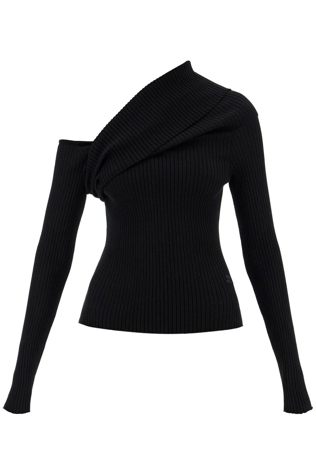 Shop Courrèges One-shoulder Ribbed In Black