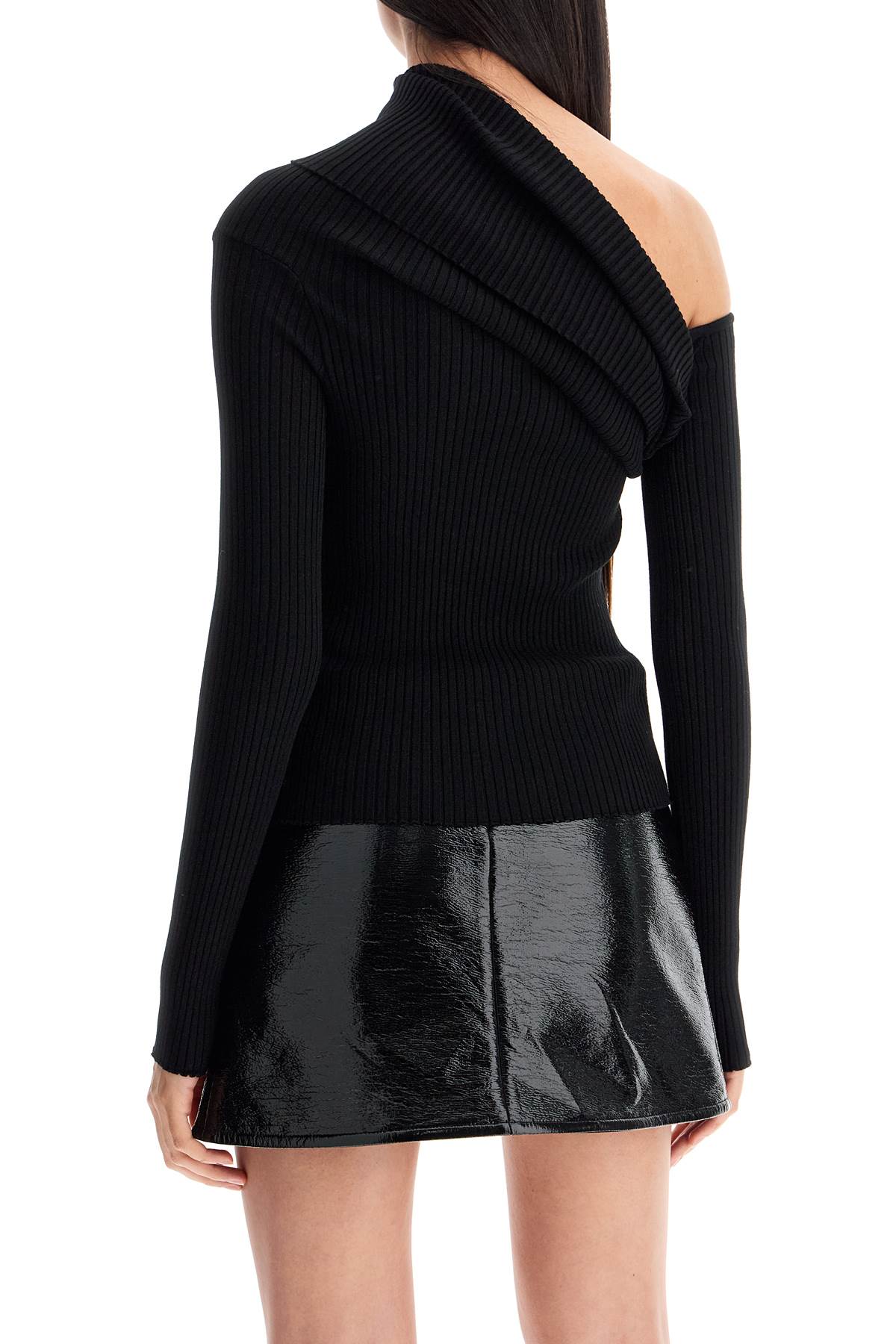 Shop Courrèges One-shoulder Ribbed In Black