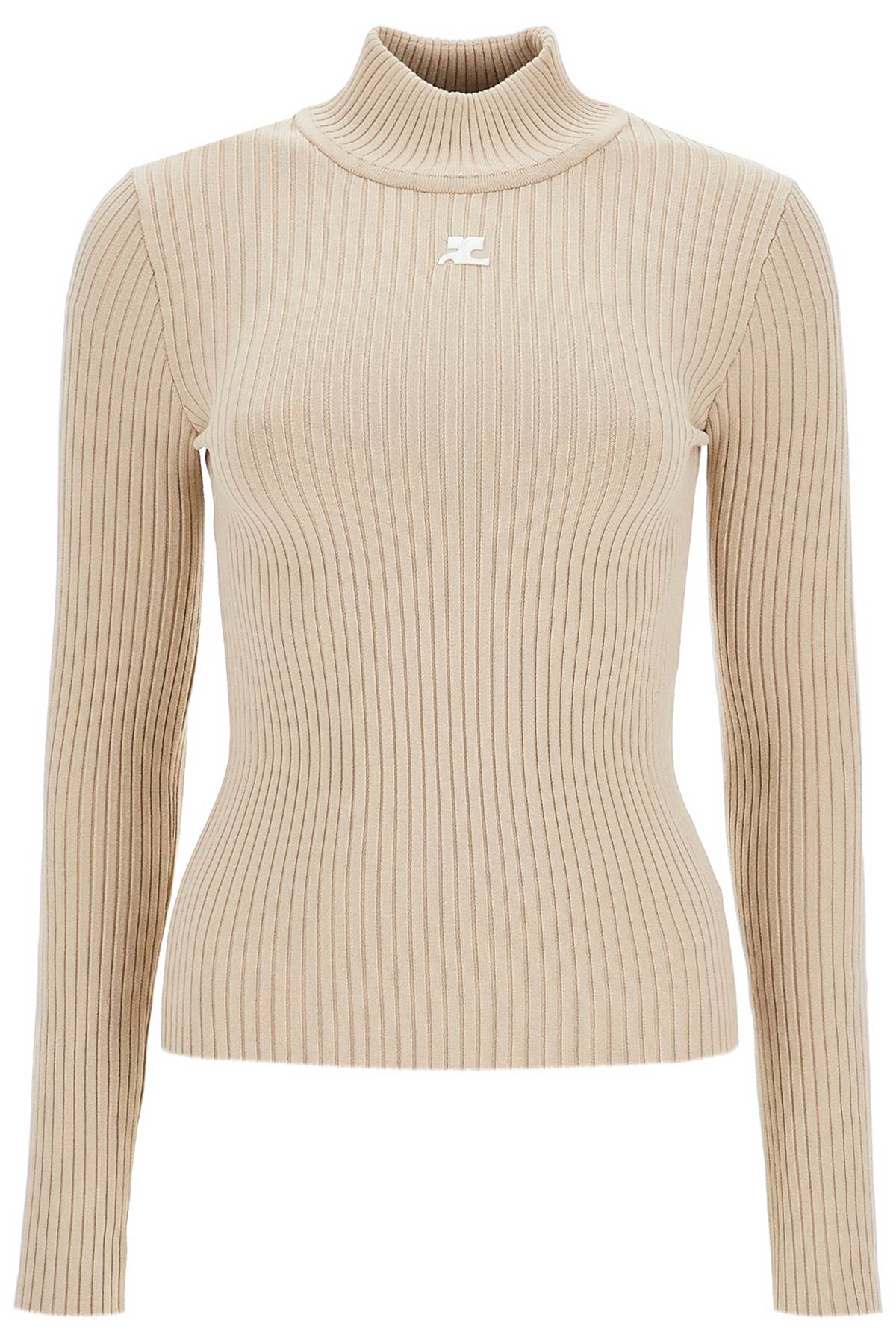 COURRÈGES RE-EDITION RIBBED FUNNEL-NECK SWEATER 