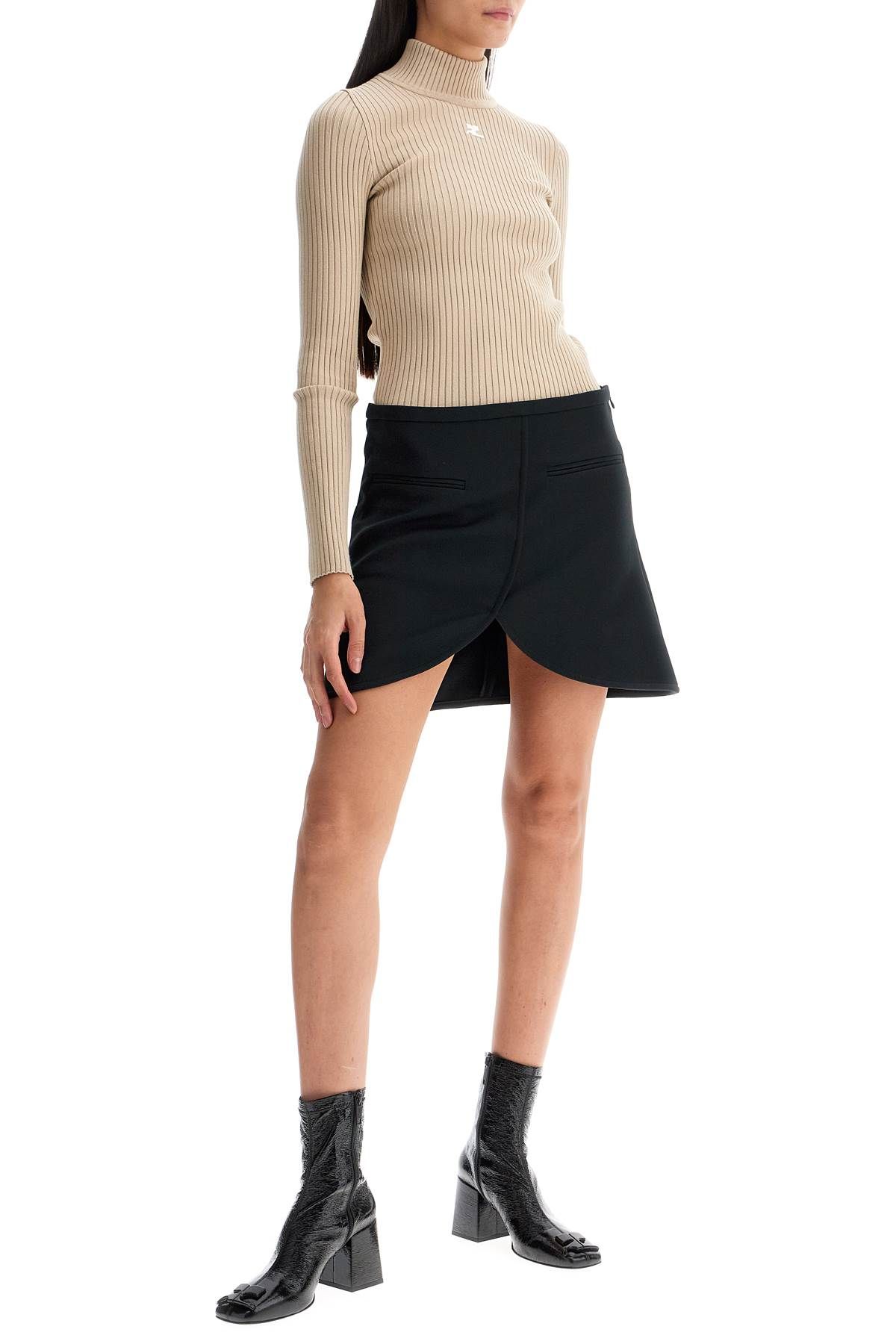 Shop Courrèges Re-edition Ribbed Funnel-neck Sweater In Beige