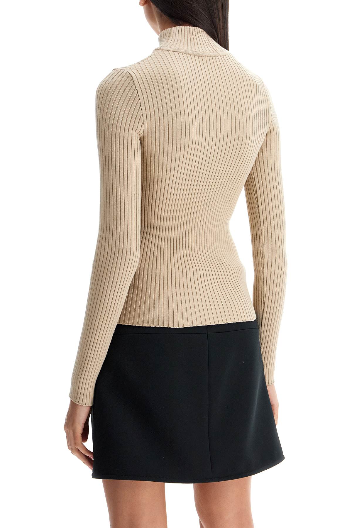 Shop Courrèges Re-edition Ribbed Funnel-neck Sweater In Beige