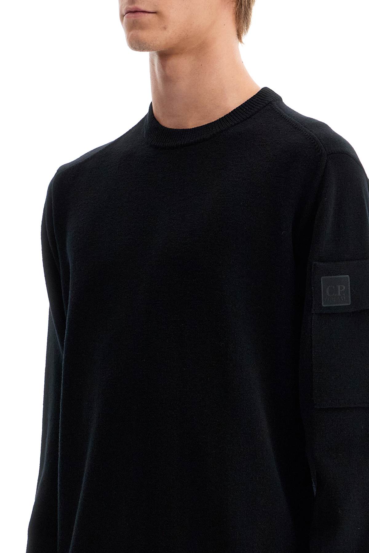 Shop C.p. Company Merino Wool Pullover Sweater In Black