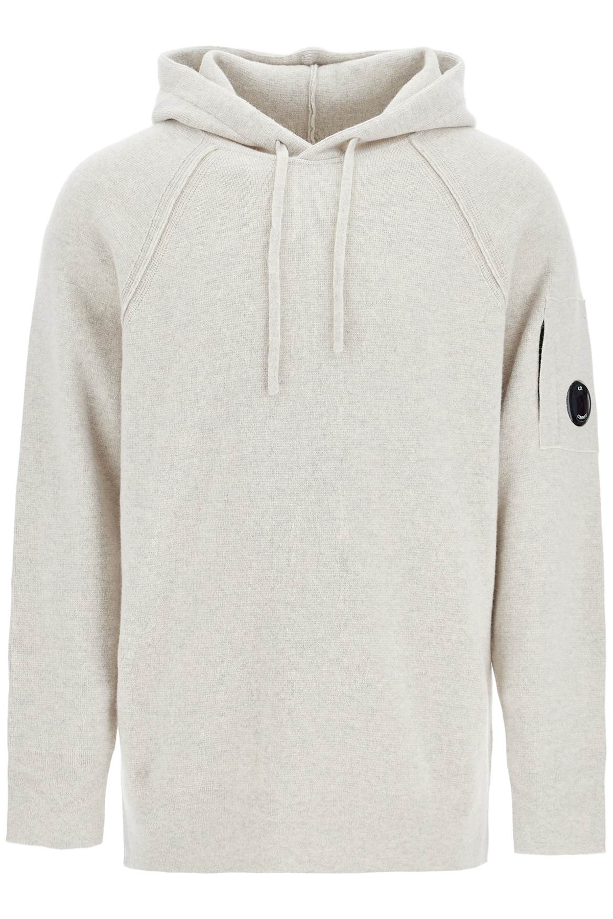 Shop C.p. Company Hooded Sweatshirt In Wool Blend In Neutro