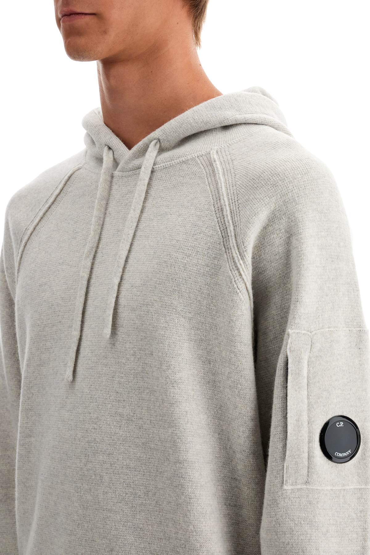 Shop C.p. Company Hooded Sweatshirt In Wool Blend In Neutro