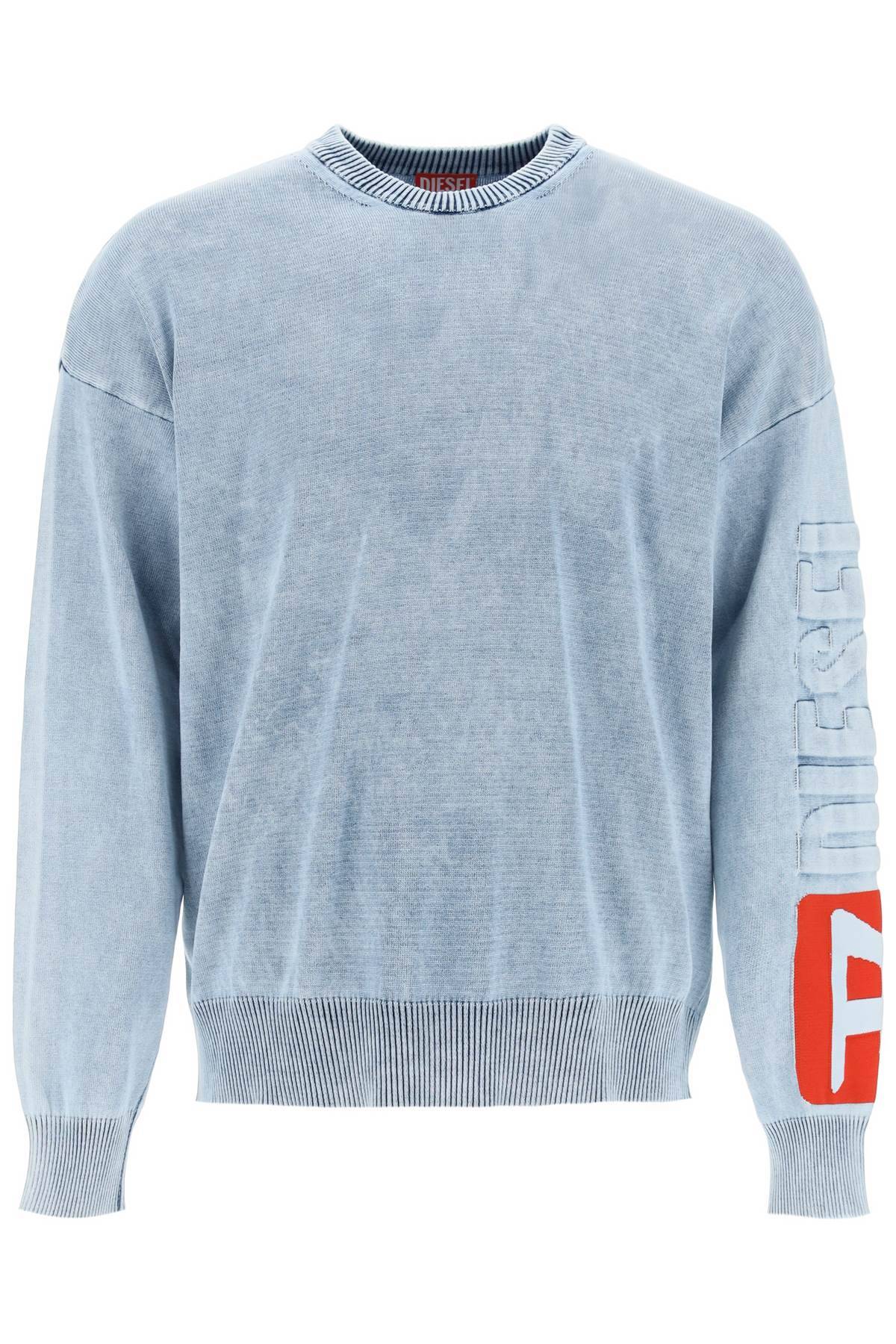 Shop Diesel Cotton Denim Effect Knit Shirt In Light Blue
