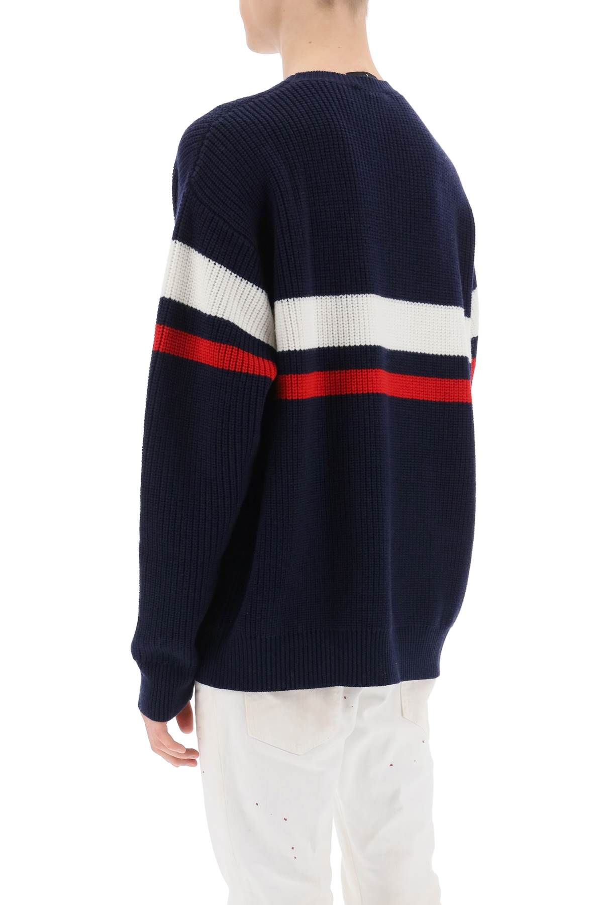 Shop Dsquared2 Wool Sweater With Varsity Patch In Blue