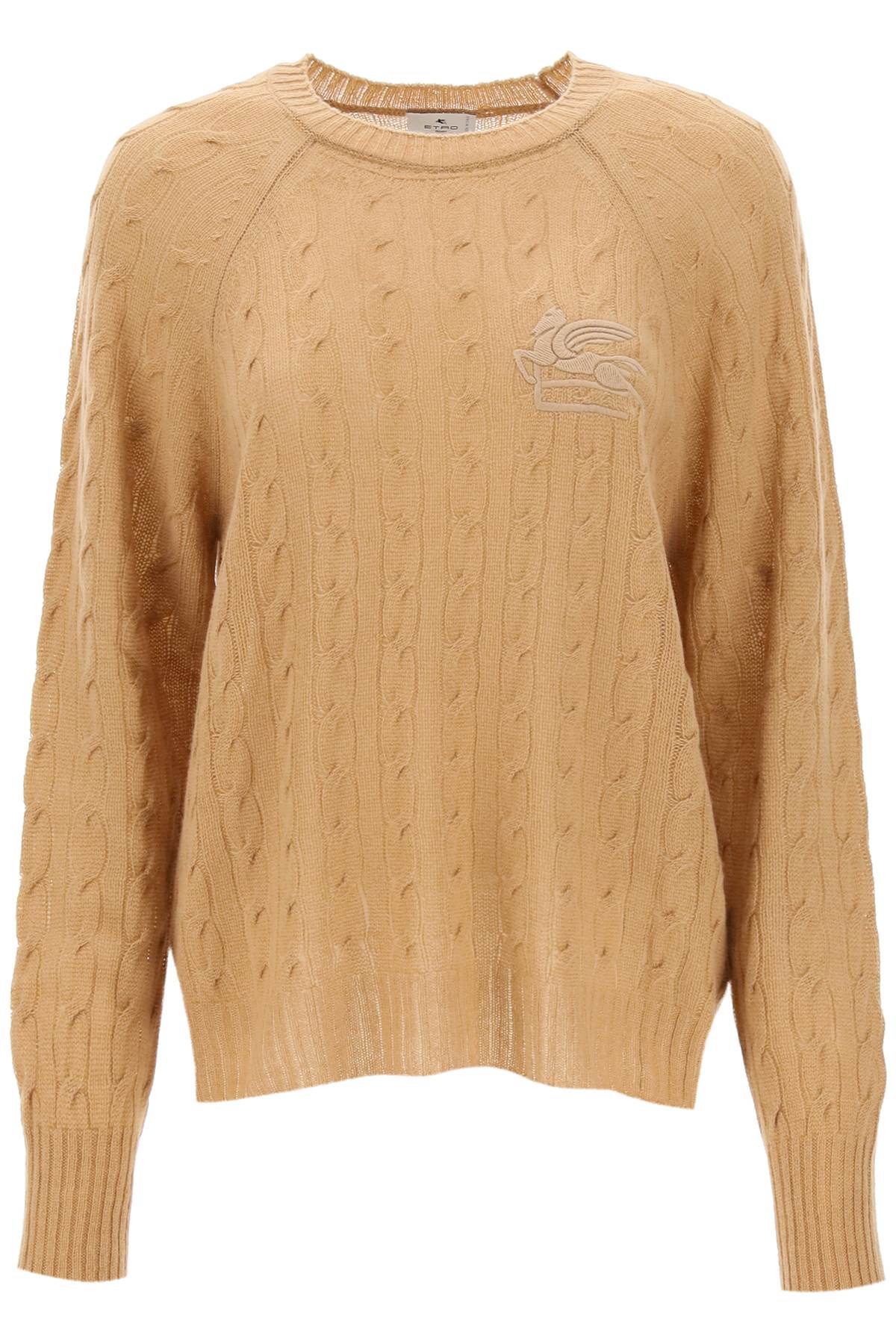 Shop Etro Cashmere Sweater With Pegasus Embroidery In Beige