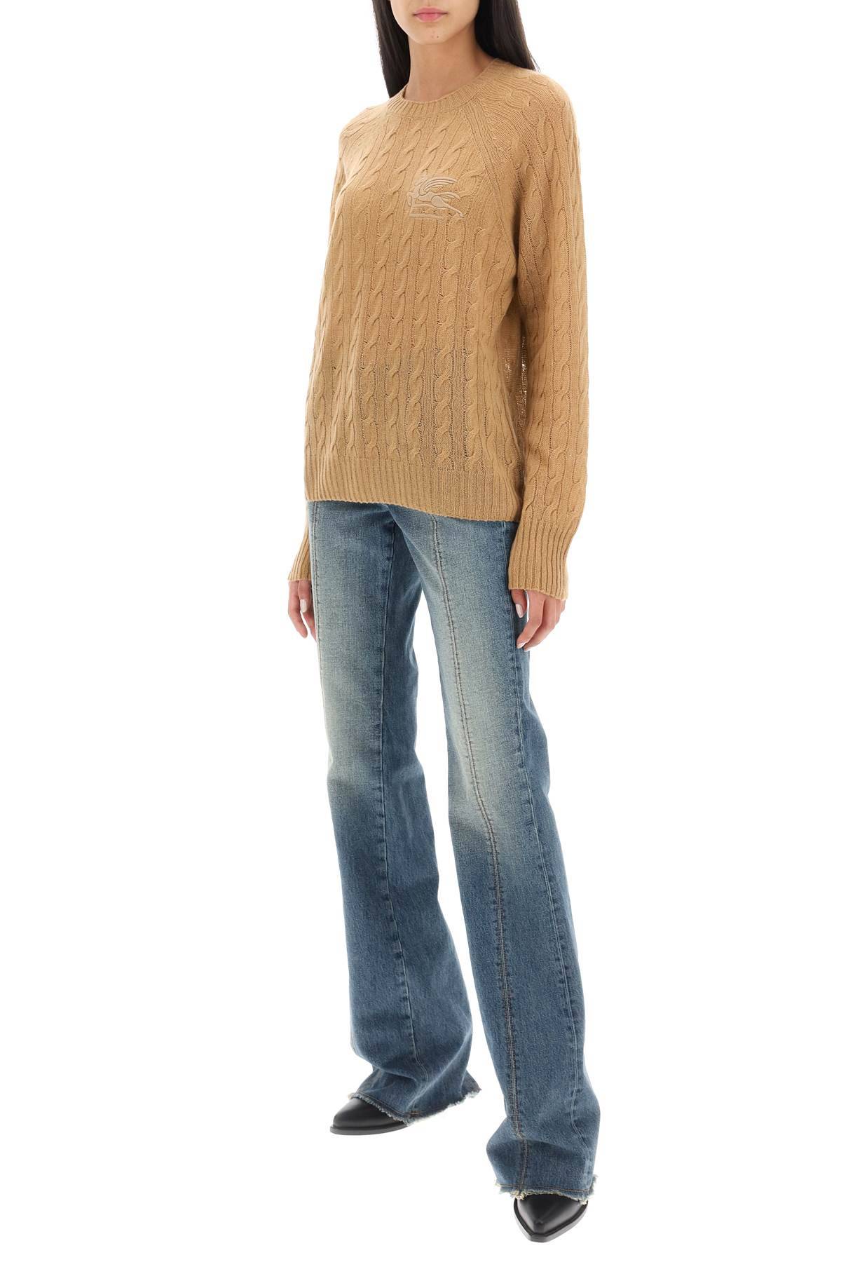 Shop Etro Cashmere Sweater With Pegasus Embroidery In Beige