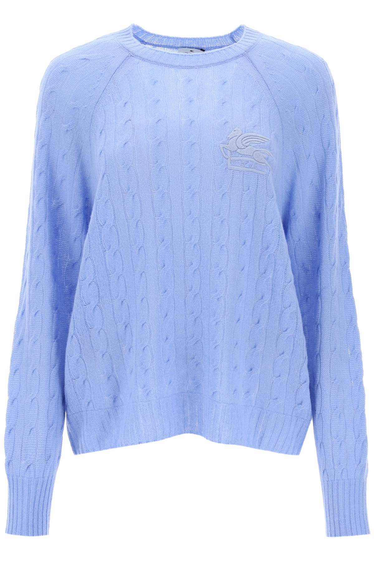 Shop Etro Cashmere Sweater With Pegasus Embroidery In Light Blue