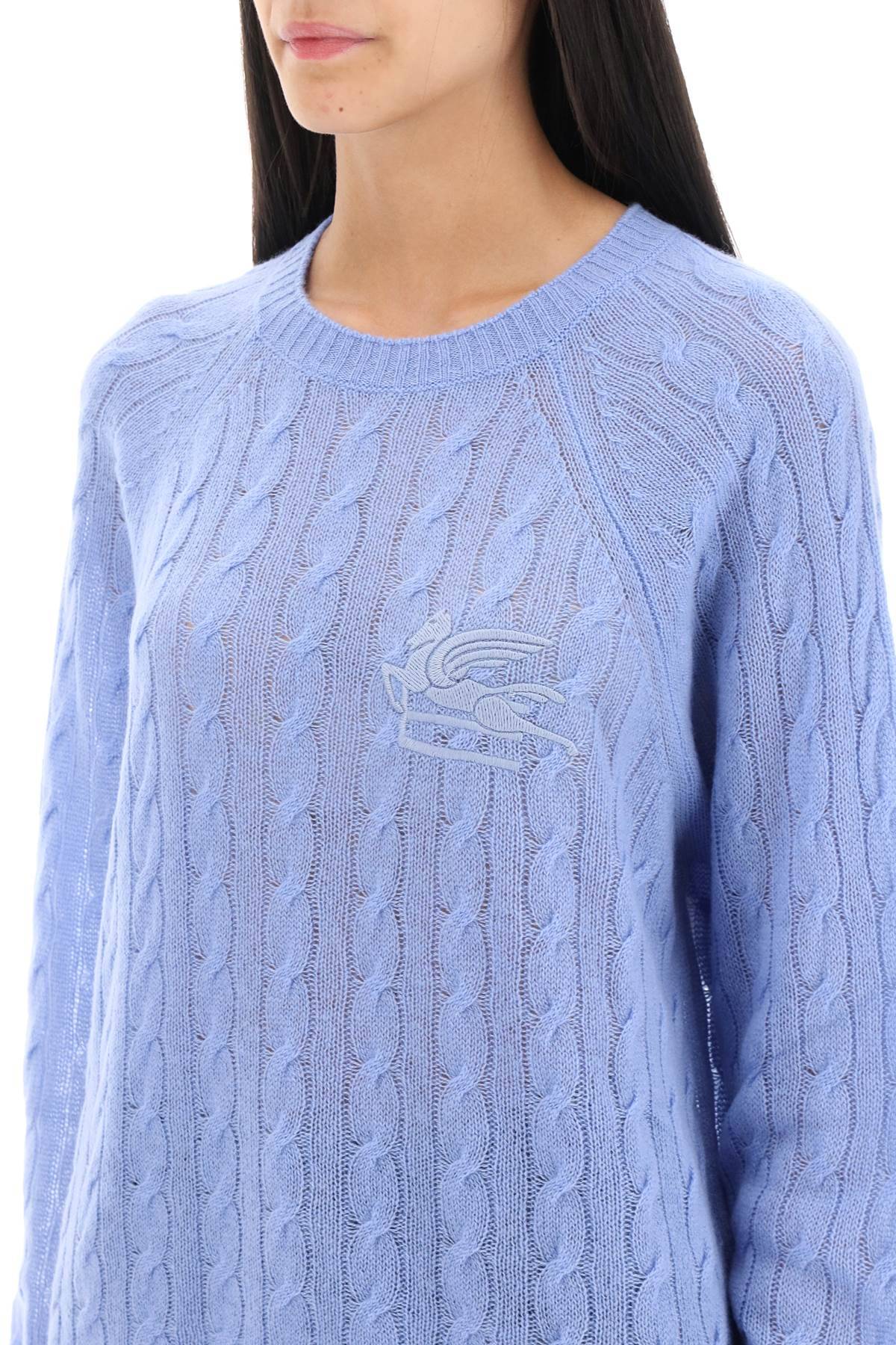 Shop Etro Cashmere Sweater With Pegasus Embroidery In Light Blue