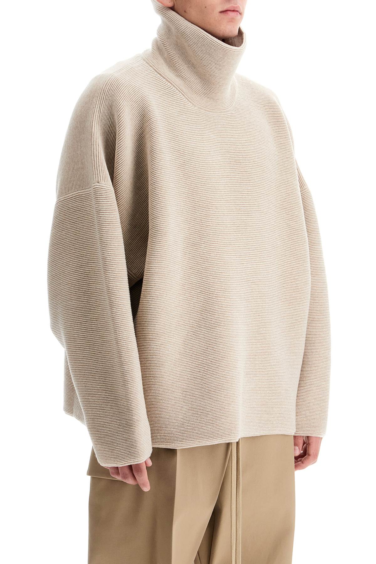 Shop Fear Of God High-neck Ottoman Pullover In Beige