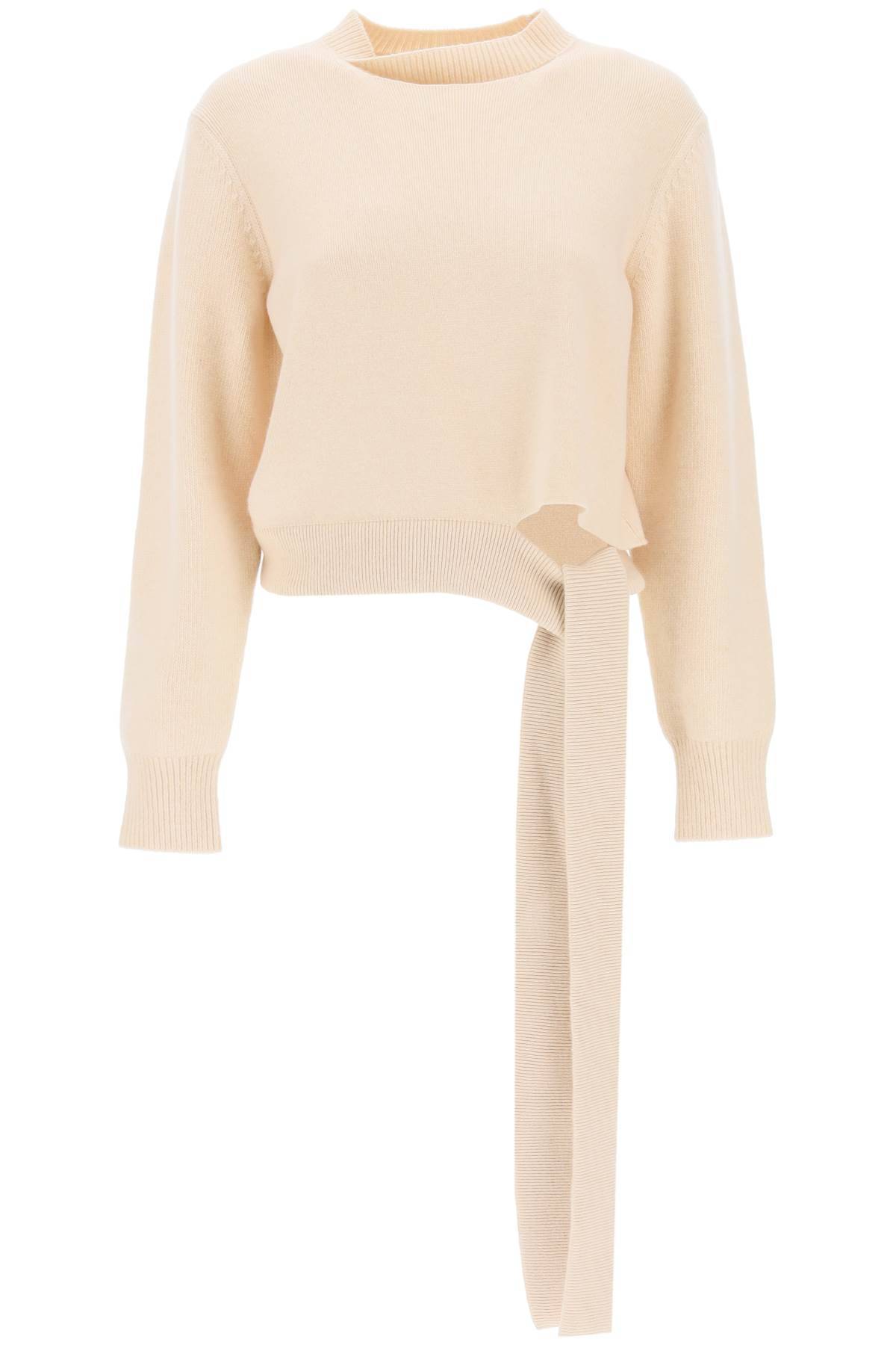 Fendi Wool And Cashmere Sweater With Sash In White