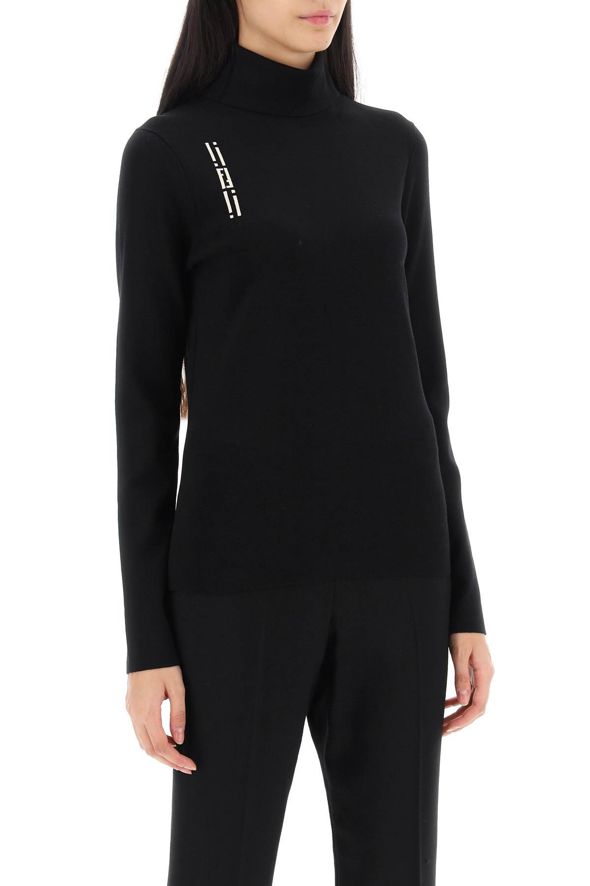 Shop Fendi Ff Stripes Stretch Wool Sweater In Black