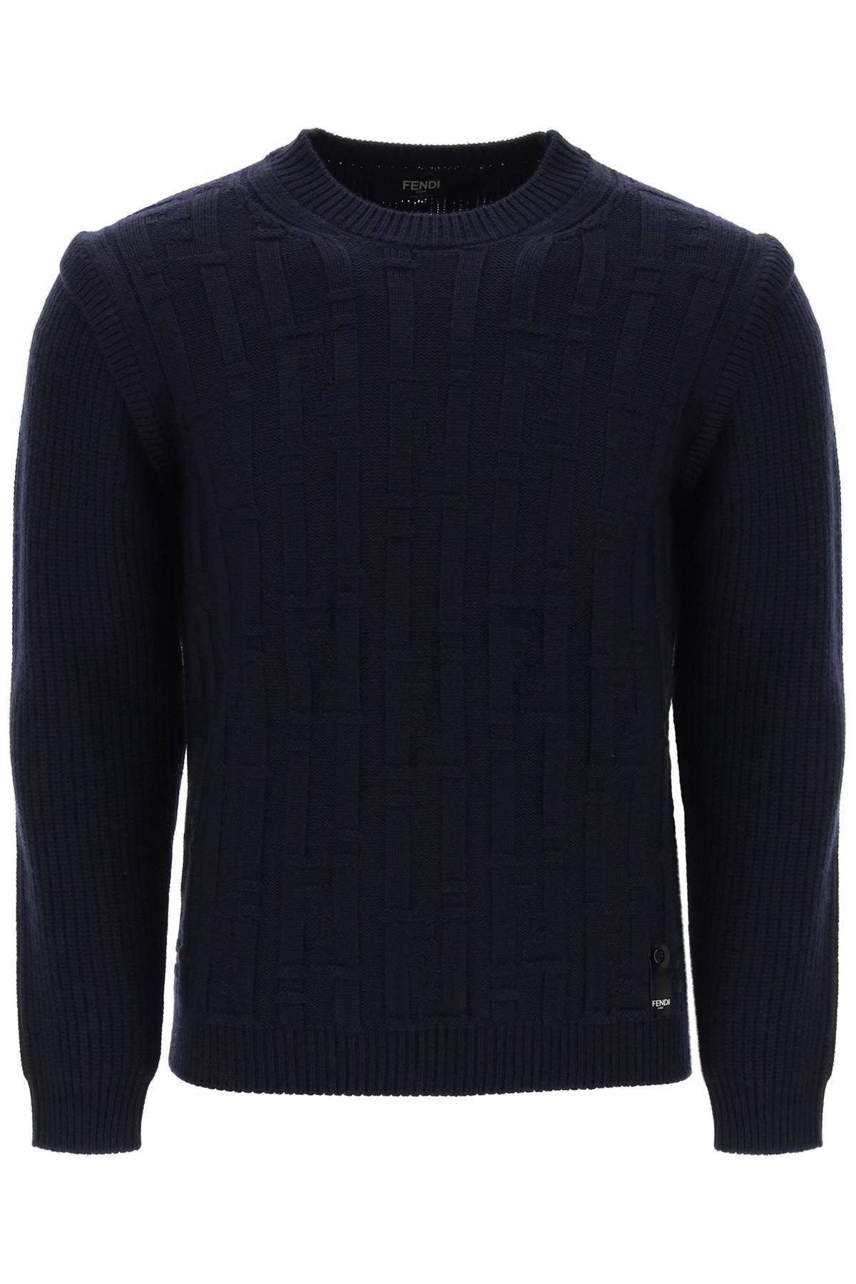 Shop Fendi Ff Stripe Wool Sweater In Blue
