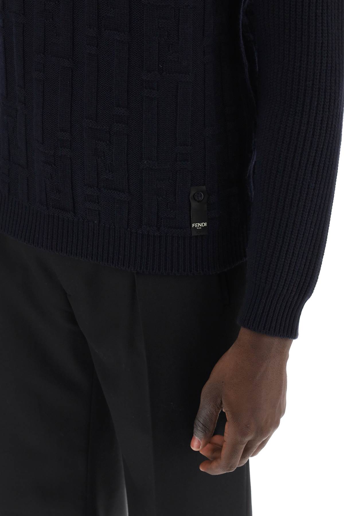 Shop Fendi Ff Stripe Wool Sweater In Blue