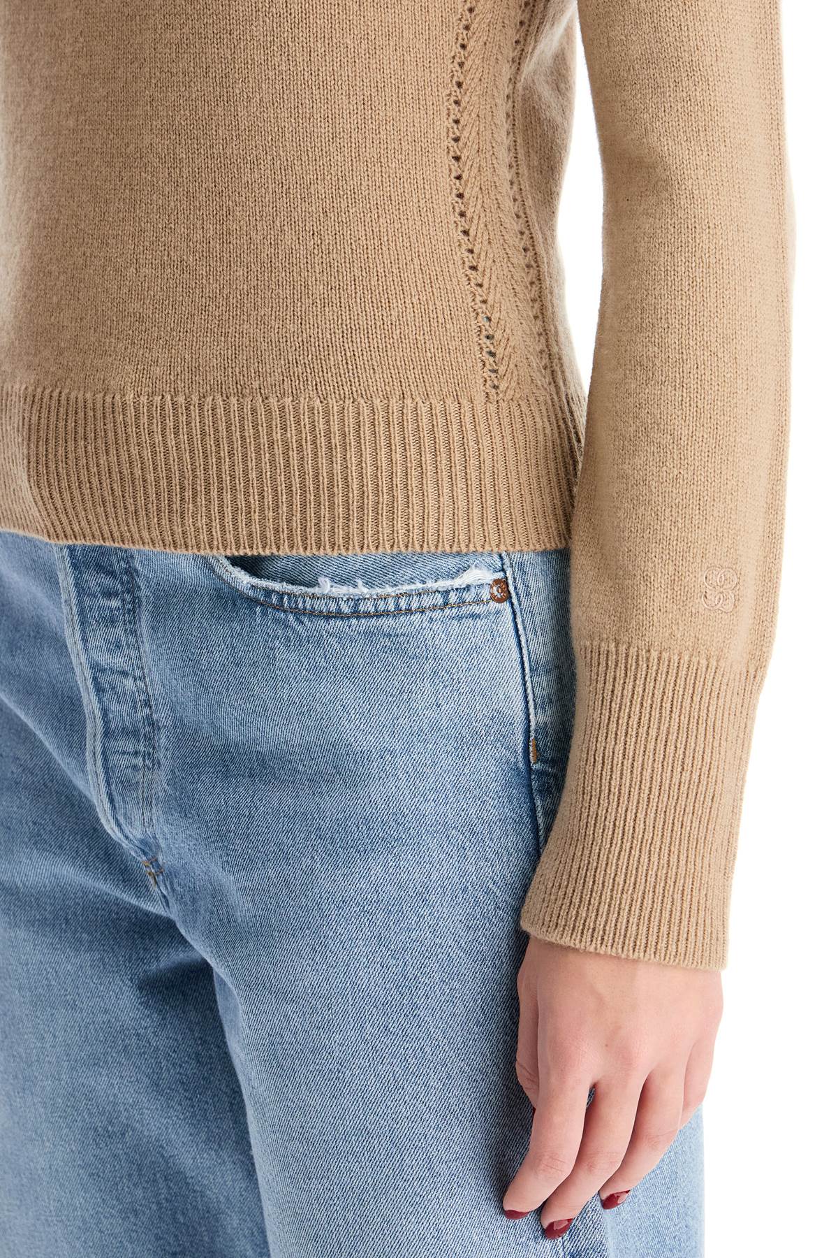 Shop Filippa K Wool And Cashmere Sweater With Decorative Details In Beige