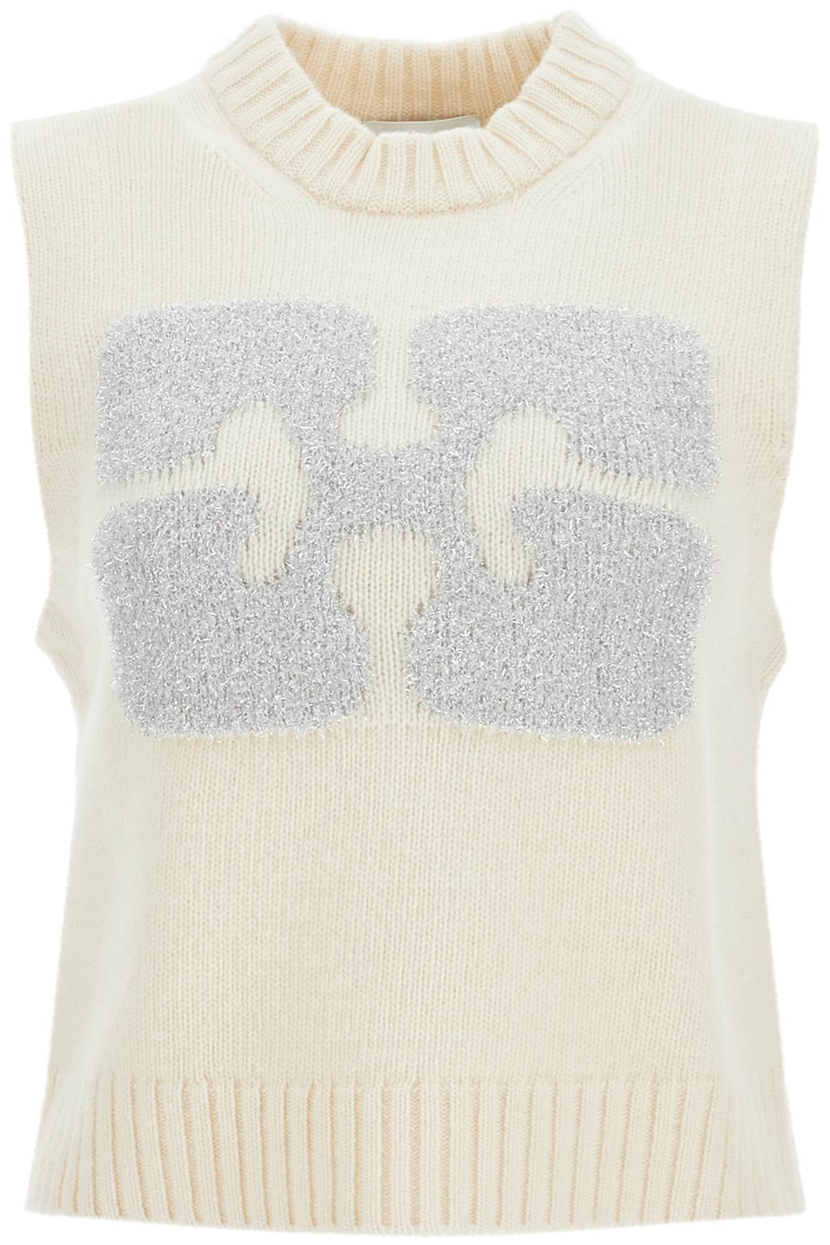 Ganni Monogram Knit Vest For Men In White