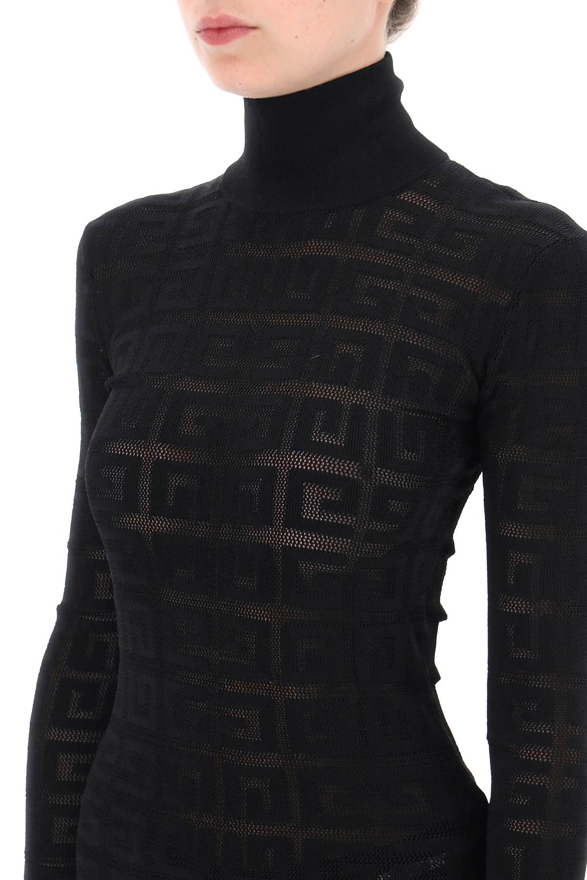 Shop Givenchy 4g Monogram Jacquard Knit Turtlenck Sweater In Black