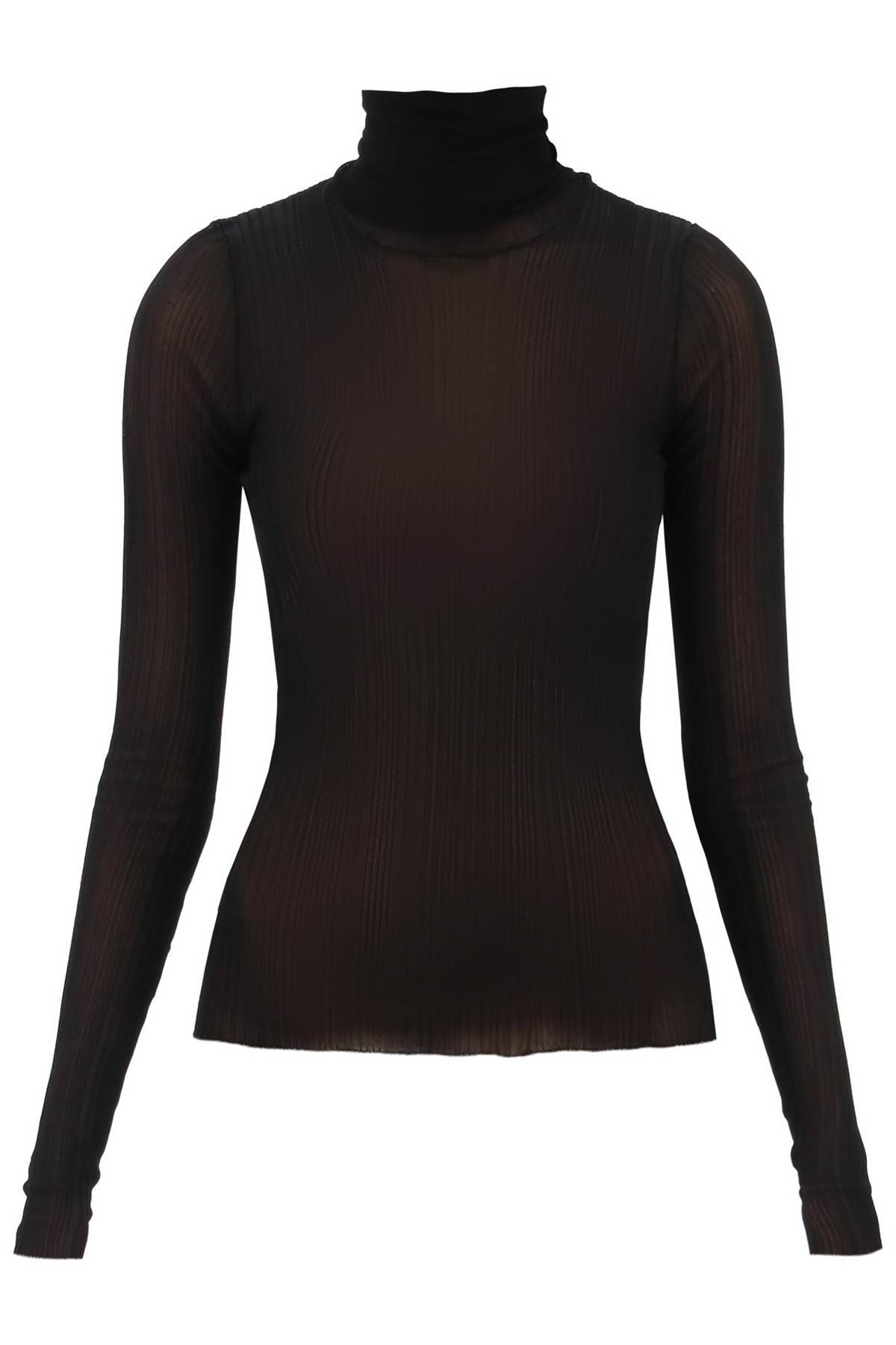 Givenchy Turtleneck Sweater In Transparent Knit In Black