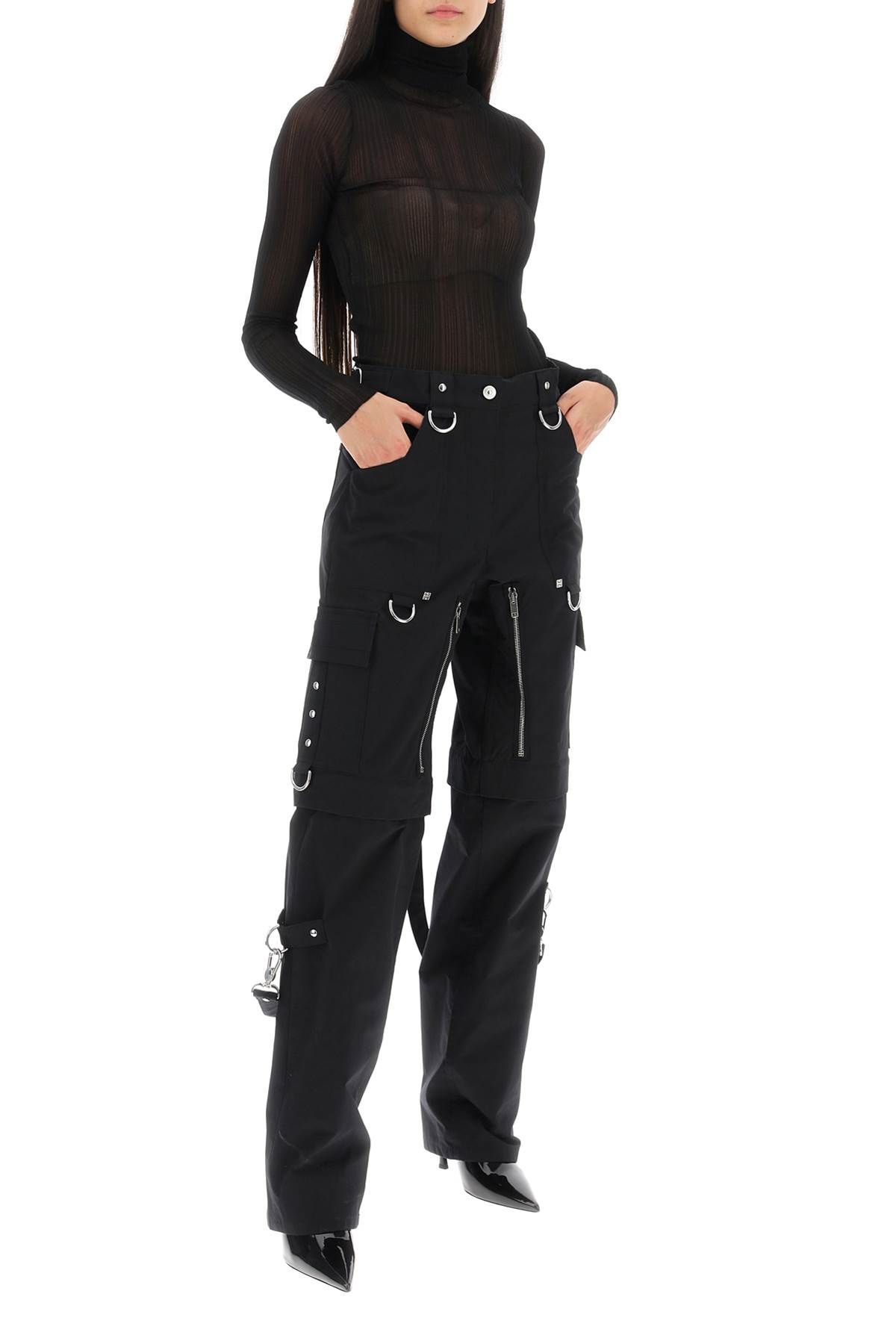 Shop Givenchy Turtleneck Sweater In Transparent Knit In Black