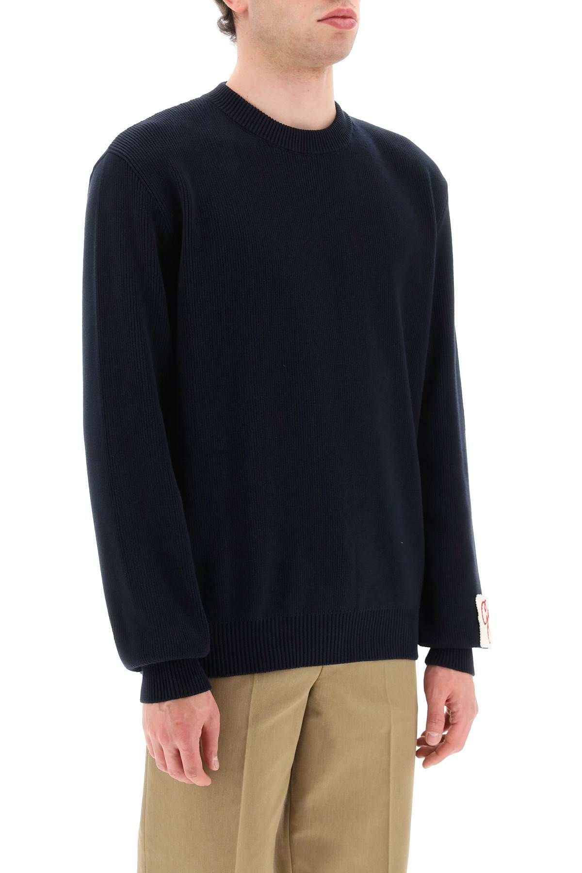 Shop Golden Goose Davis Cotton Sweater With Logo In Blue