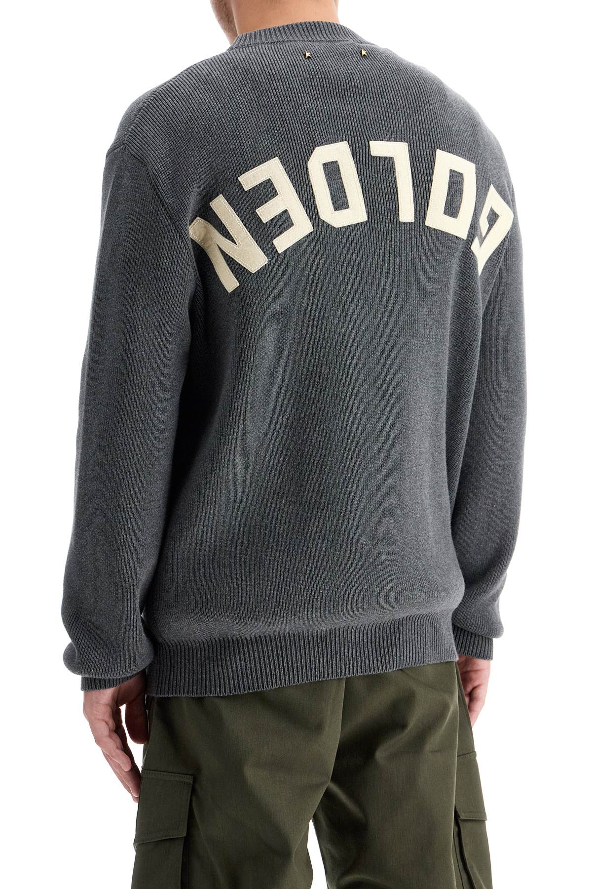 Shop Golden Goose Cotton Pullover With Logo Design In Grey