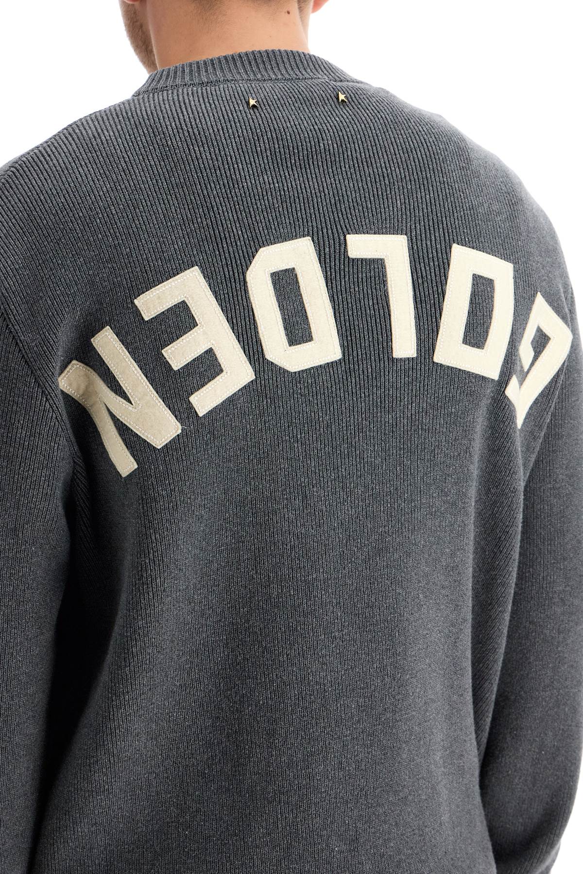 Shop Golden Goose Cotton Pullover With Logo Design In Grey