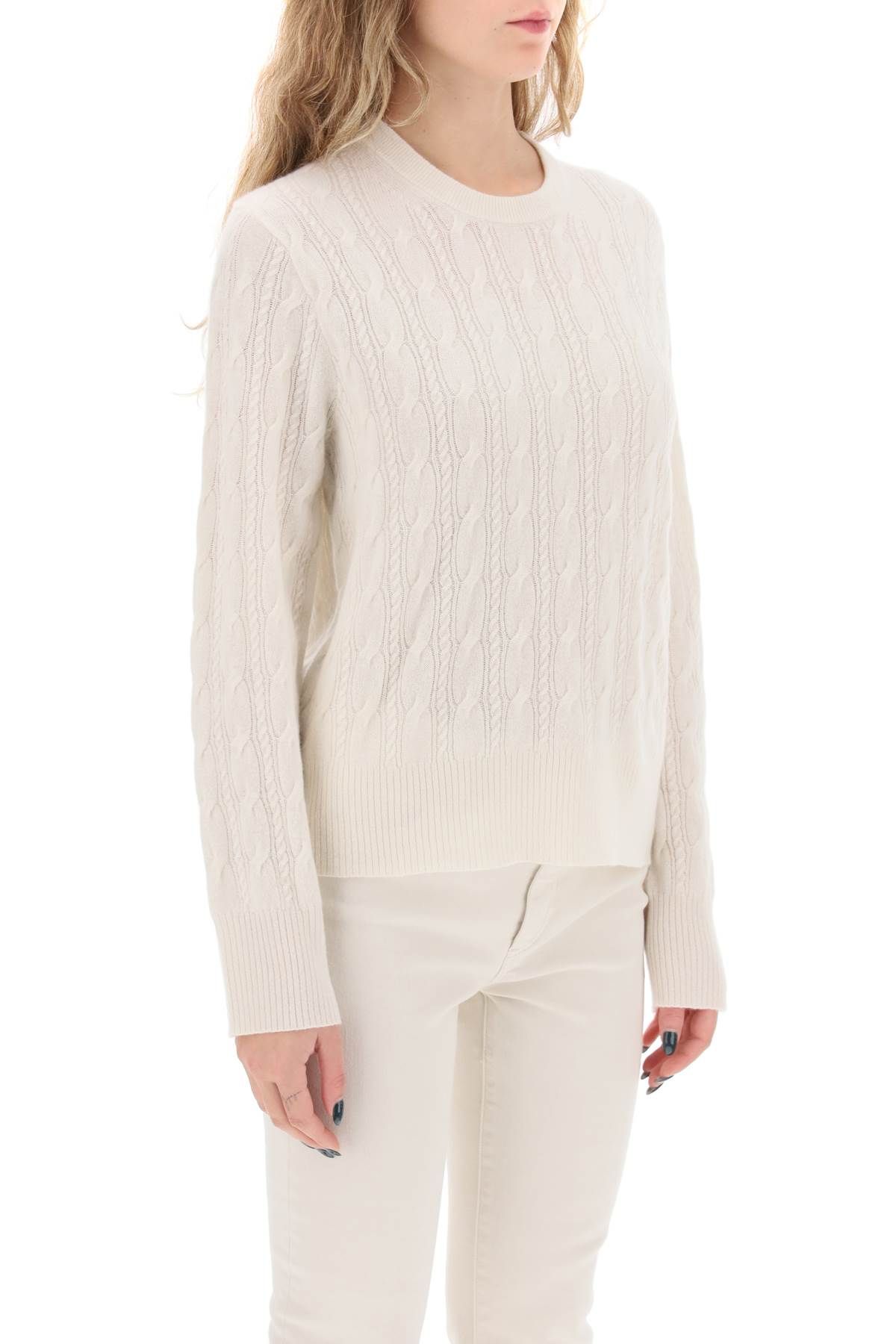 Shop Guest In Residence Twin Cable Cashmere Sweater In White