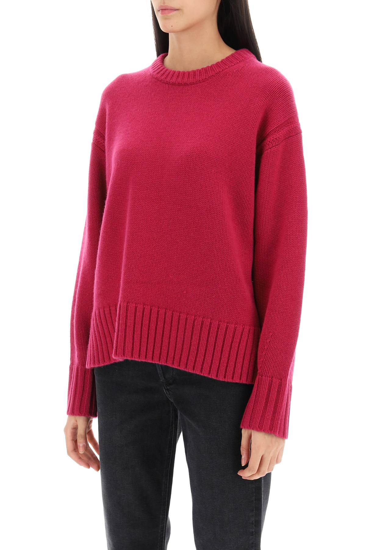 Shop Guest In Residence Crew-neck Sweater In Cashmere In Fuchsia