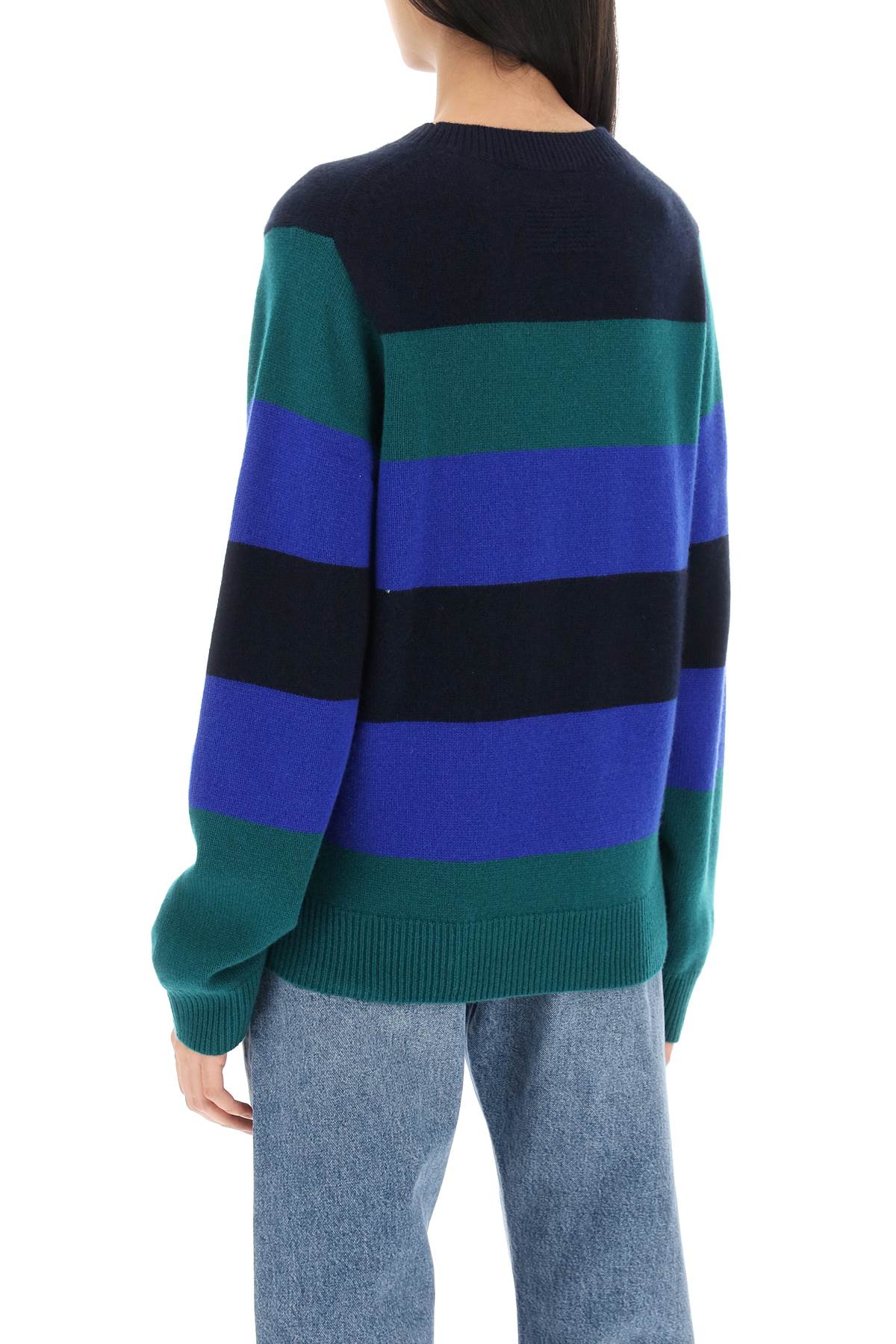 Shop Guest In Residence Striped Cashmere Sweater In Green,blue