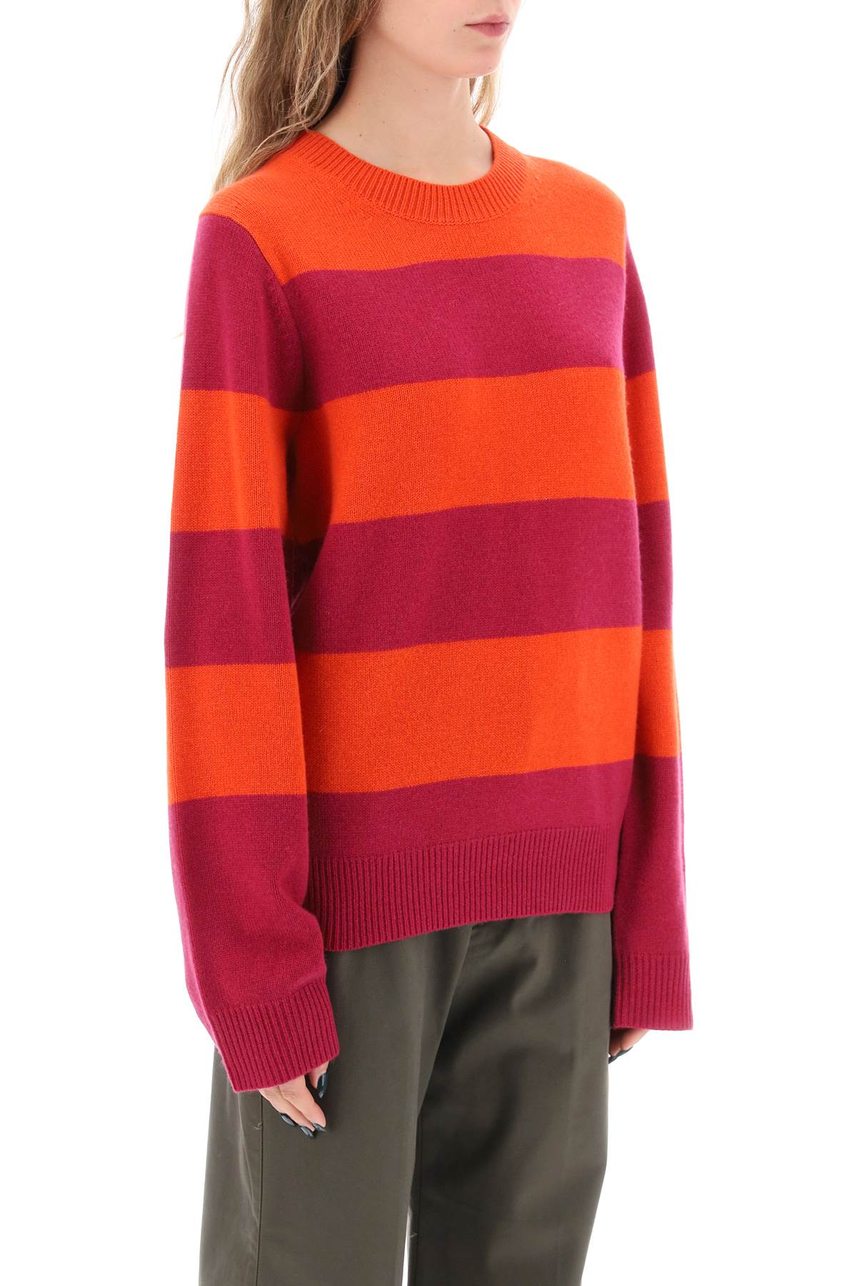 Shop Guest In Residence Striped Cashmere Sweater In Red,fuchsia