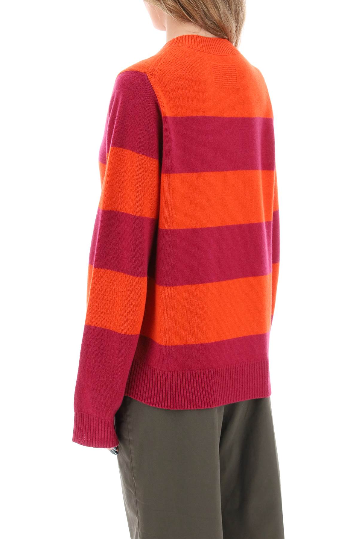 Shop Guest In Residence Striped Cashmere Sweater In Red,fuchsia