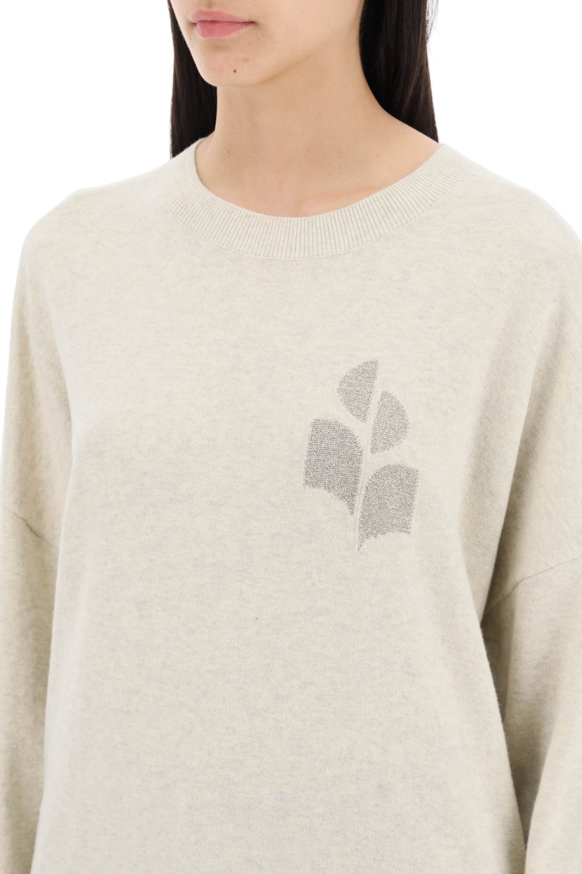 Shop Isabel Marant Étoile Marisans Sweater With Lurex Logo Intarsia In Neutro