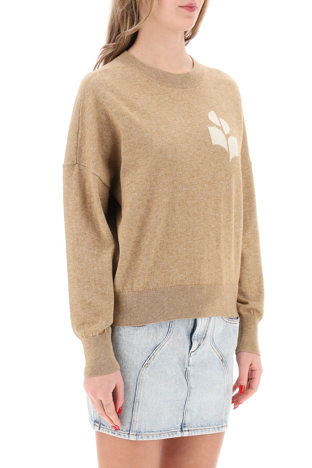 Shop Isabel Marant Étoile Marisans Sweater With Logo Intarsia In Beige