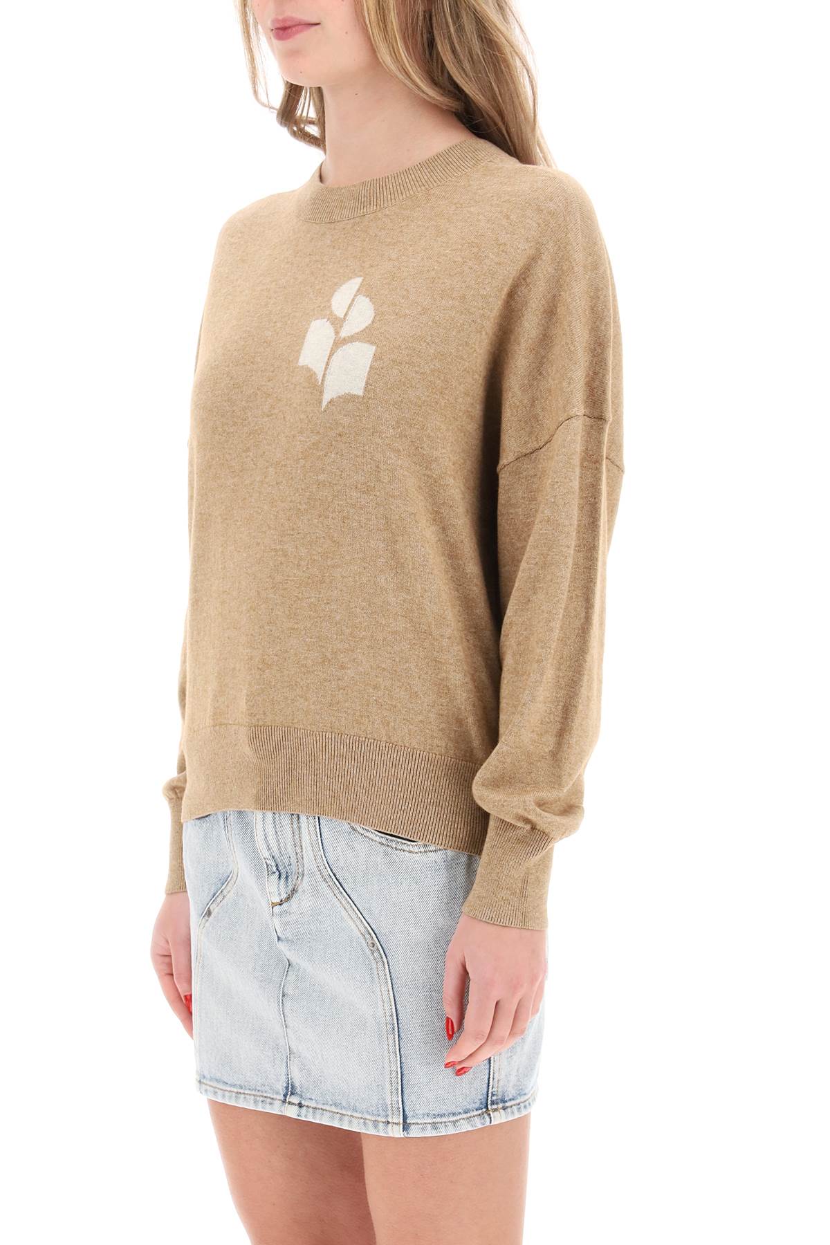 Shop Isabel Marant Étoile Marisans Sweater With Logo Intarsia In Beige