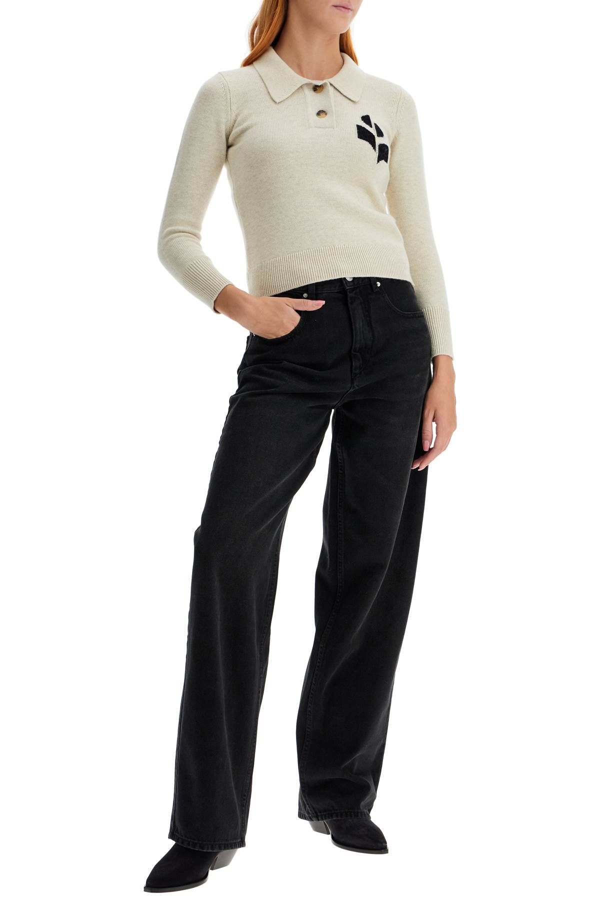 Shop Isabel Marant Étoile Cotton And Wool Nola Polo Pullover In Neutro