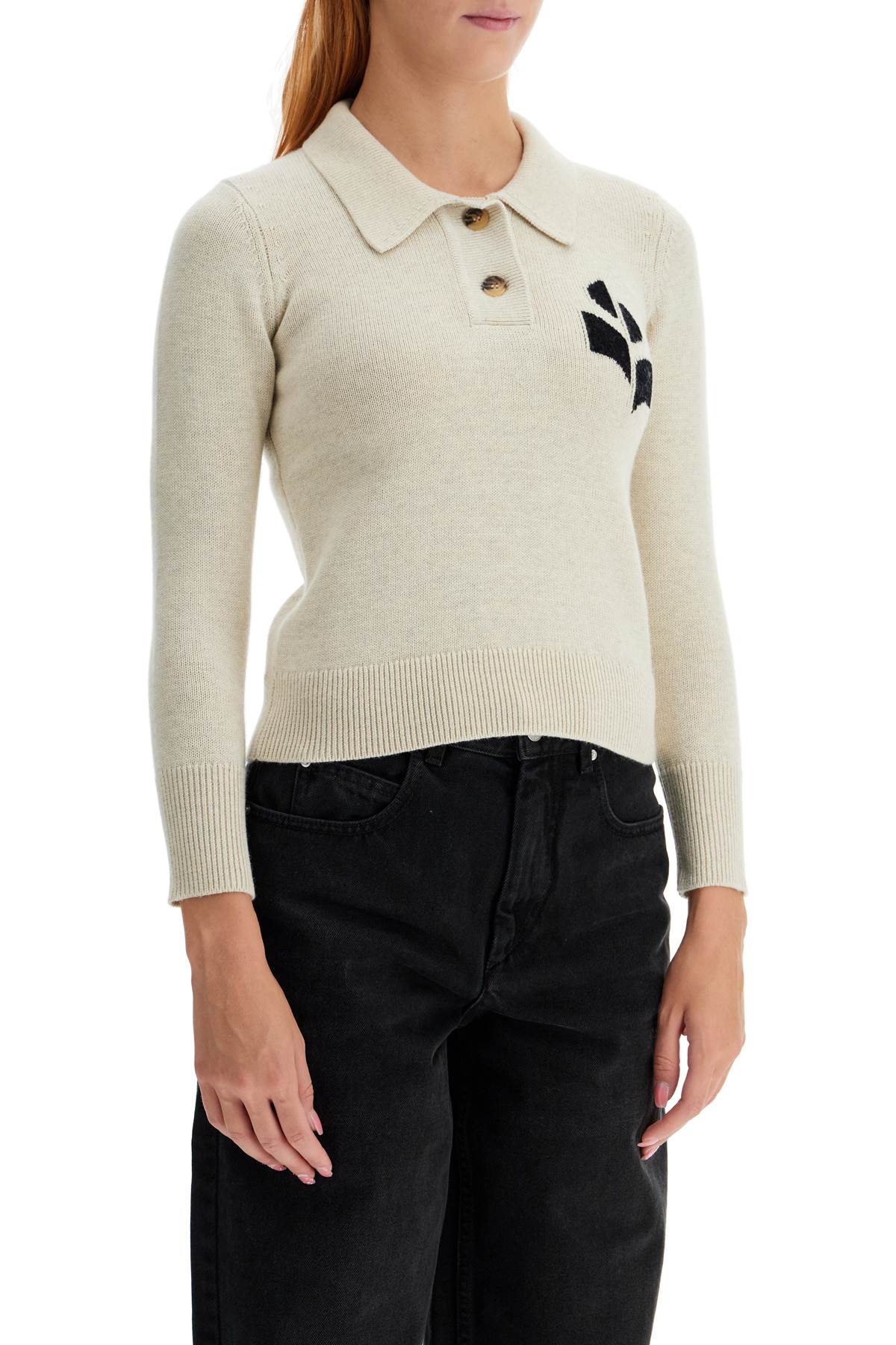 Shop Isabel Marant Étoile Cotton And Wool Nola Polo Pullover In Neutro