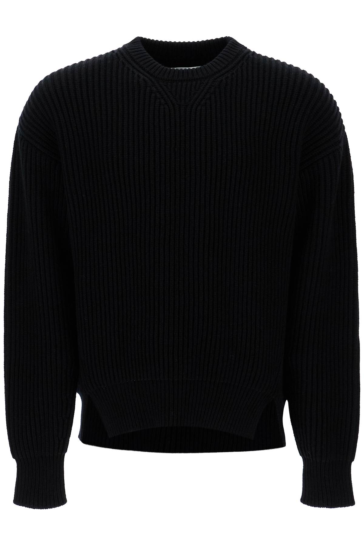 Shop Jil Sander "oversized Ribbed Wool Pul In Black