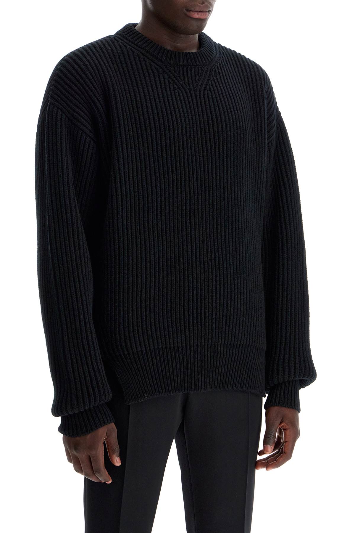 Shop Jil Sander "oversized Ribbed Wool Pul In Black